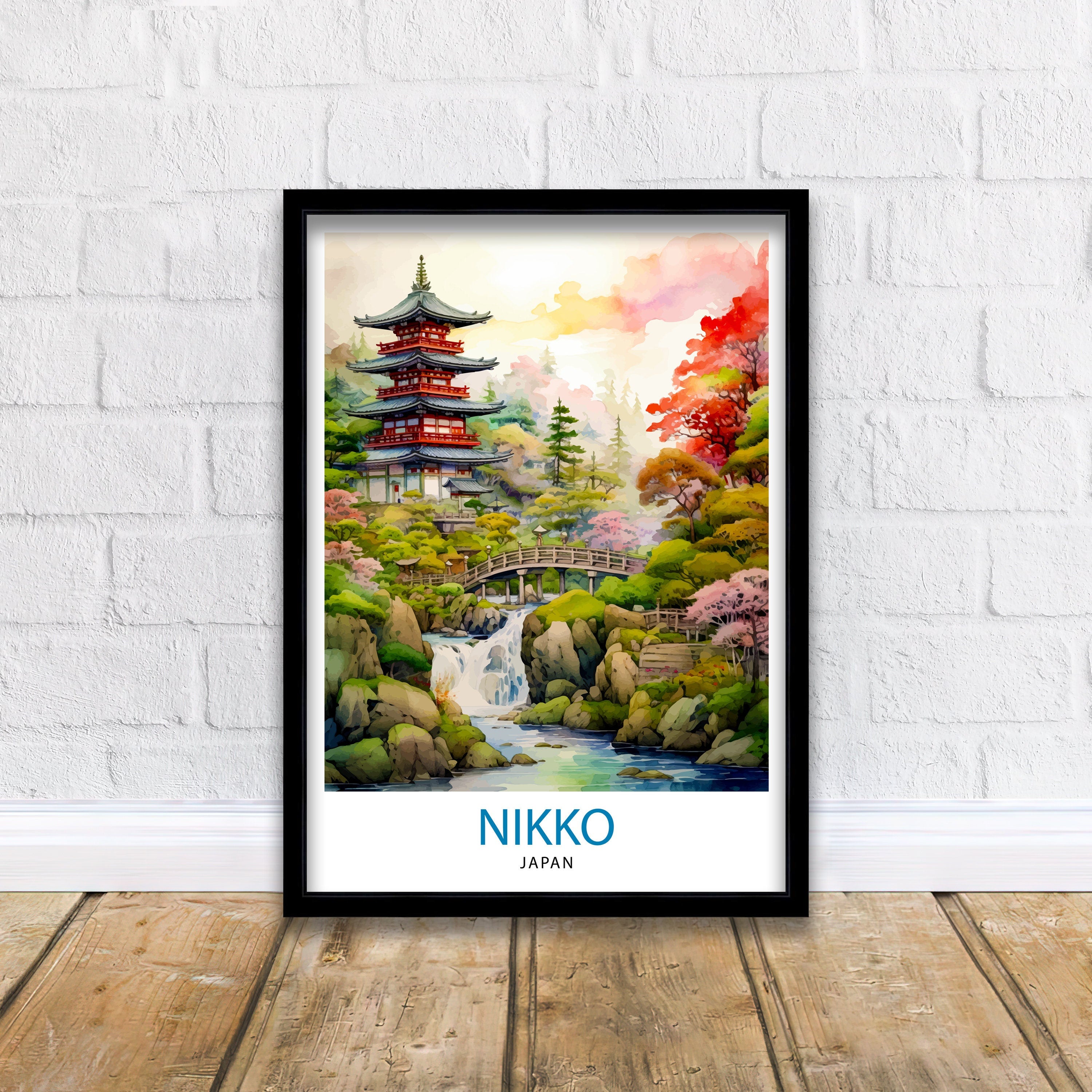 Nikko Japan Travel Print Nikko Wall Decor Nikko Poster Japan Travel Prints Nikko Art Print Nikko Illustration Nikko Wall