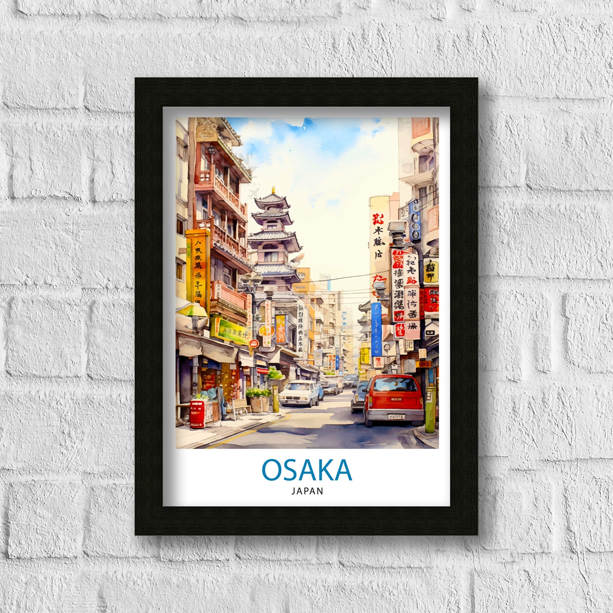 Osaka Japan Travel Print, Cityscape Wall Art