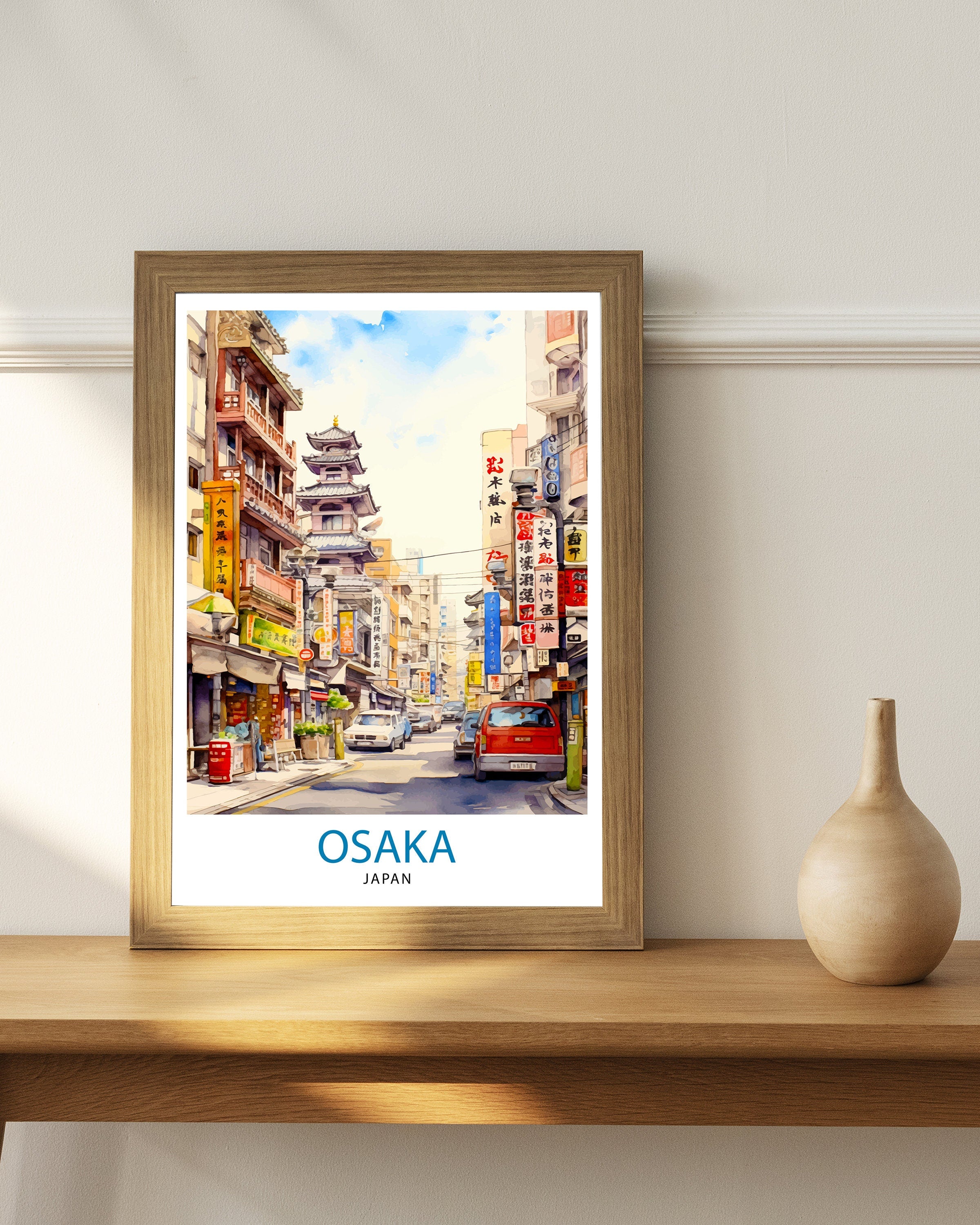 Osaka Japan Travel Print, Cityscape Wall Art