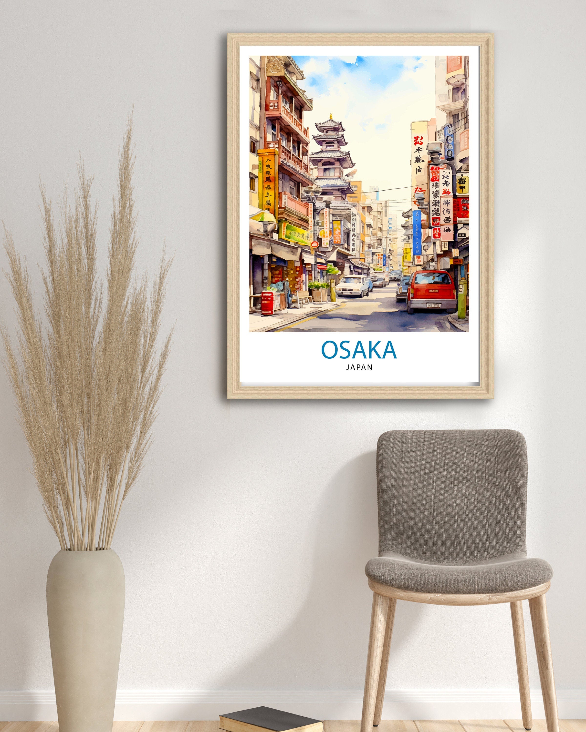 Osaka Japan Travel Print, Cityscape Wall Art