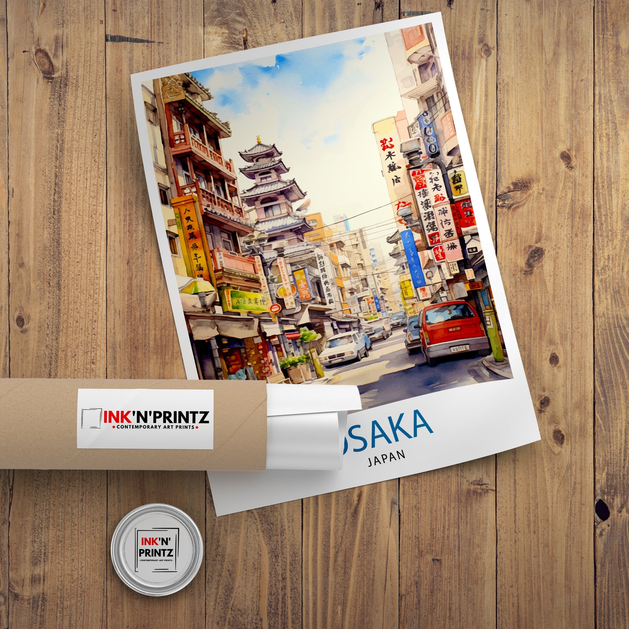 Osaka Japan Travel Print, Cityscape Wall Art