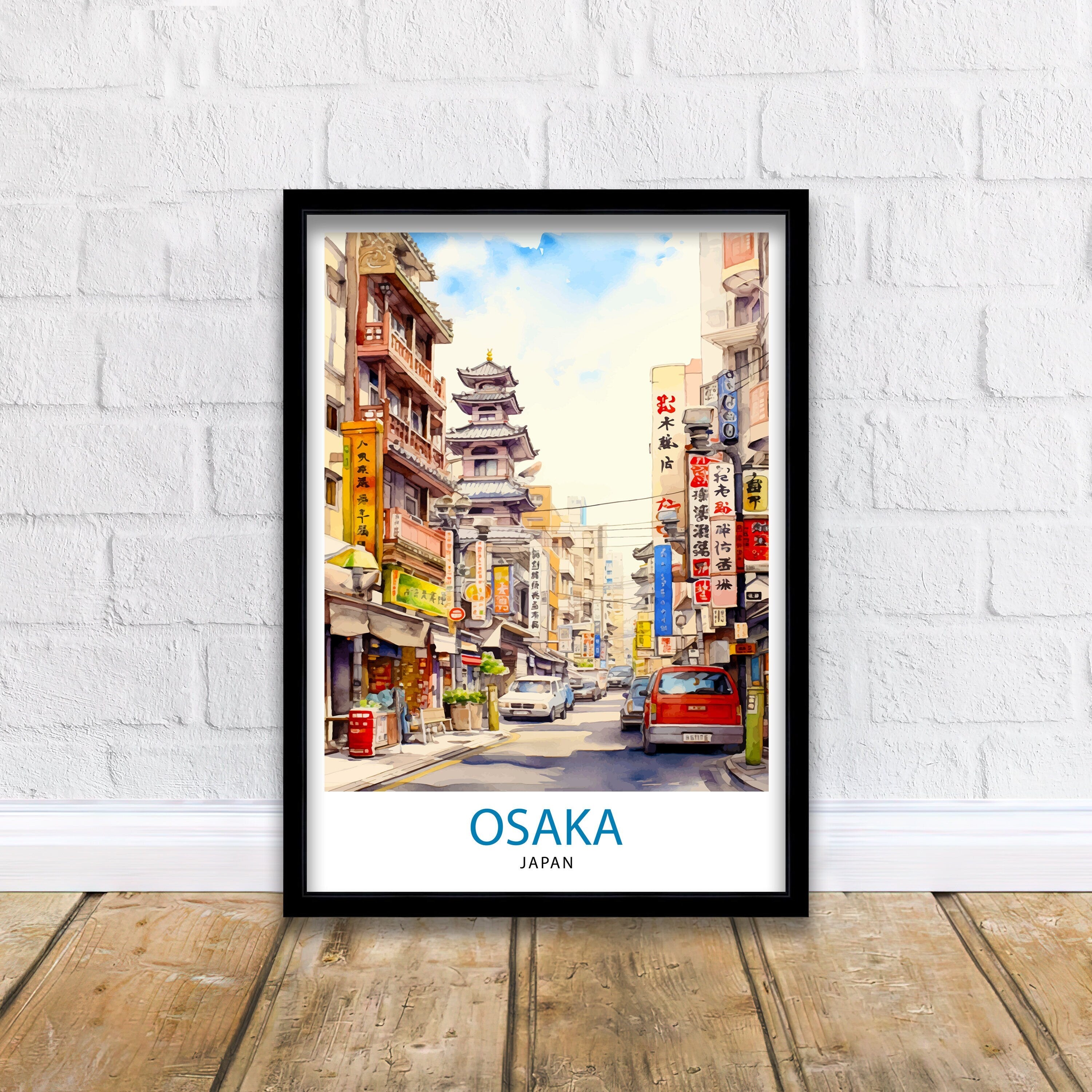 Osaka Japan Travel Print, Cityscape Wall Art