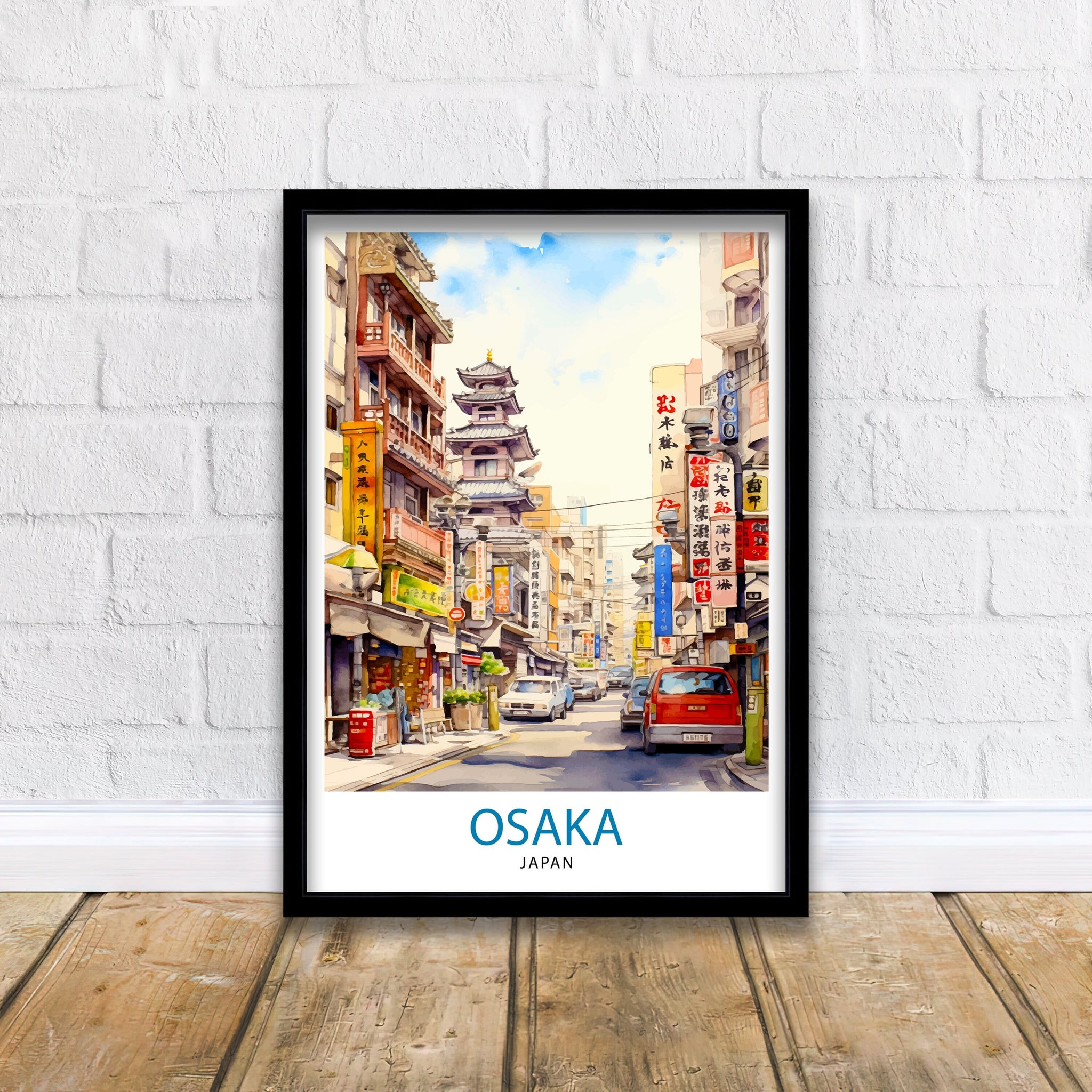 Osaka Japan Travel Print, Cityscape Wall Art