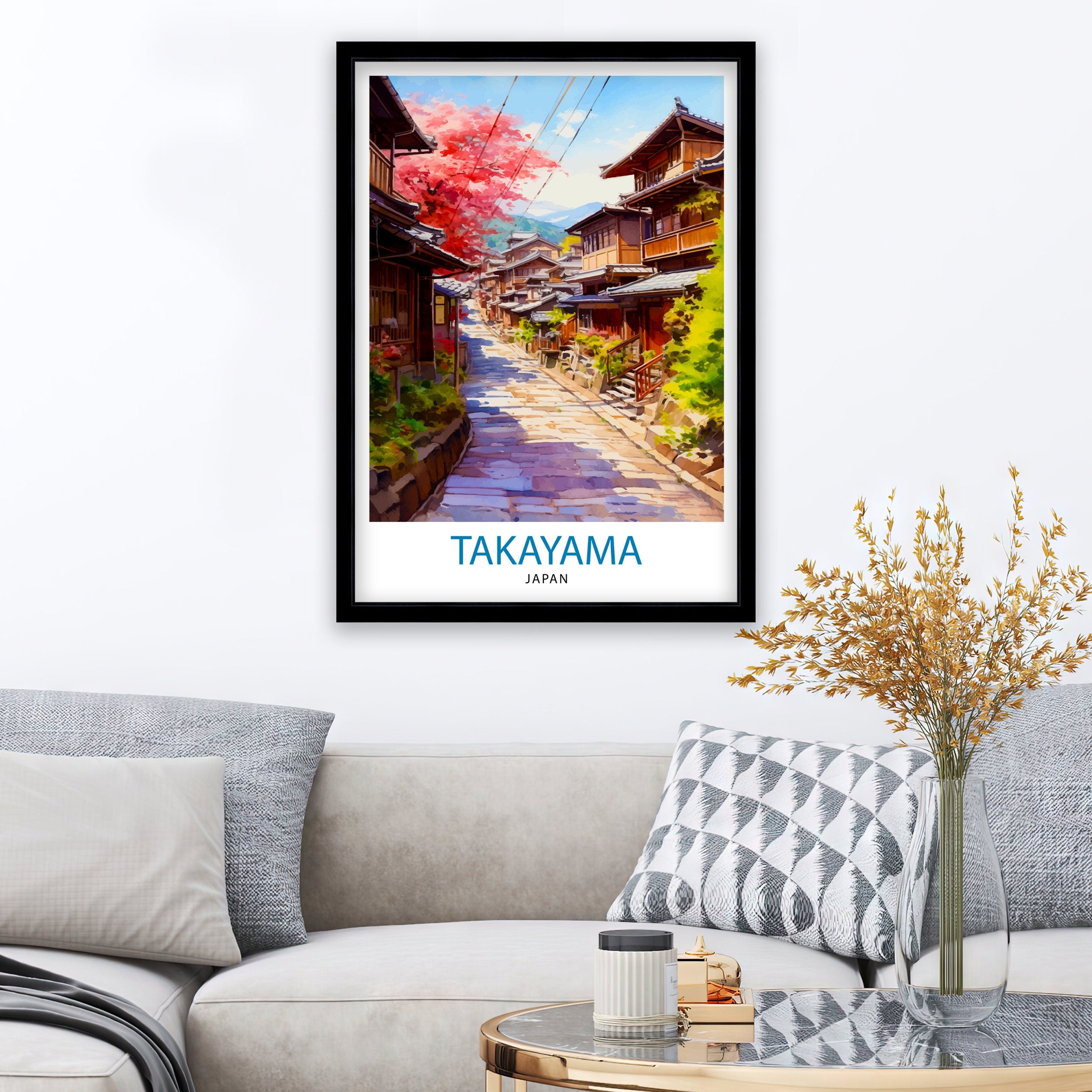 Takayama Japan Travel Print Takayama Wall Decor Takayama Poster Japan Travel Prints Takayama Art Print Takayama Illustration Takayama Wall