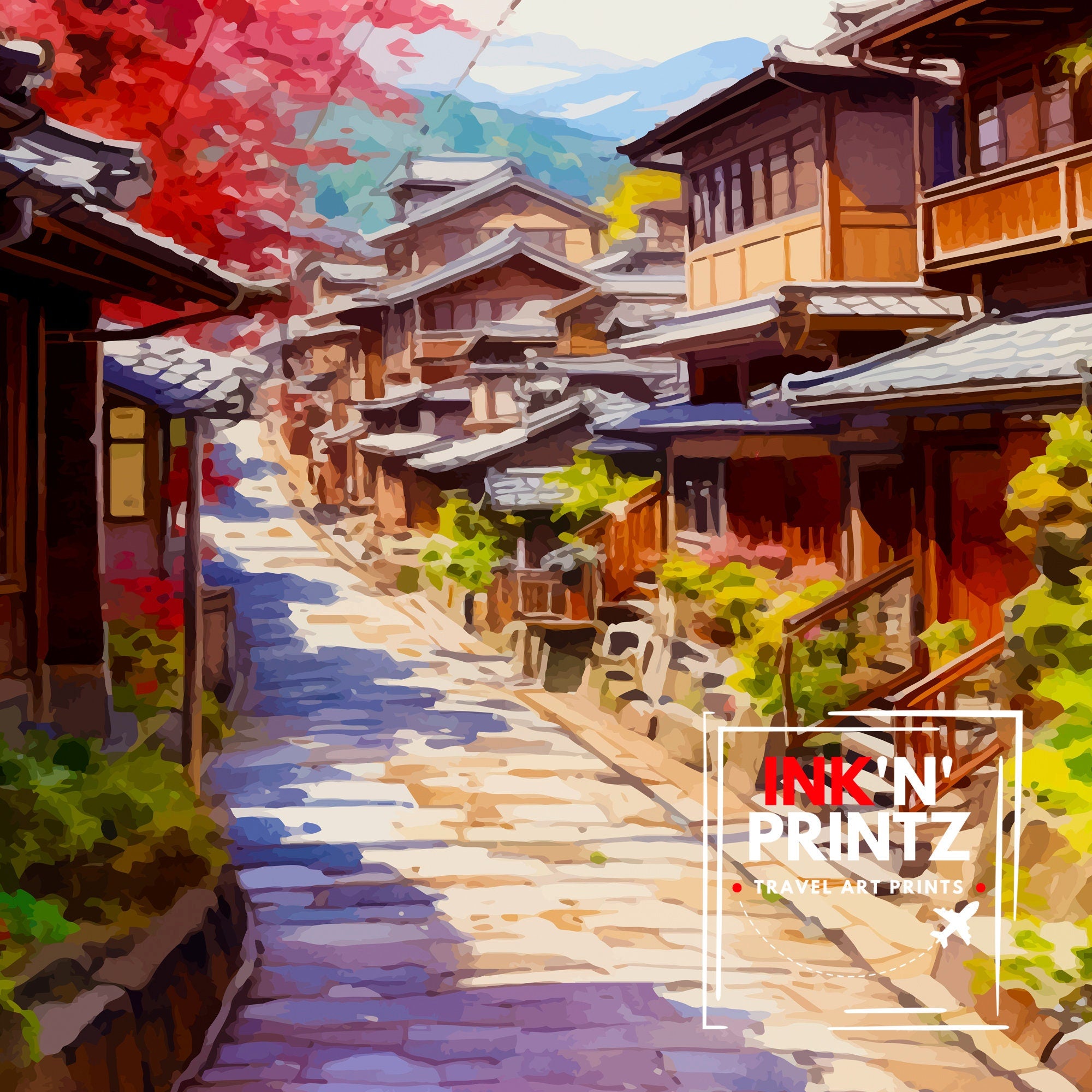 Takayama Japan Travel Print Takayama Wall Decor Takayama Poster Japan Travel Prints Takayama Art Print Takayama Illustration Takayama Wall