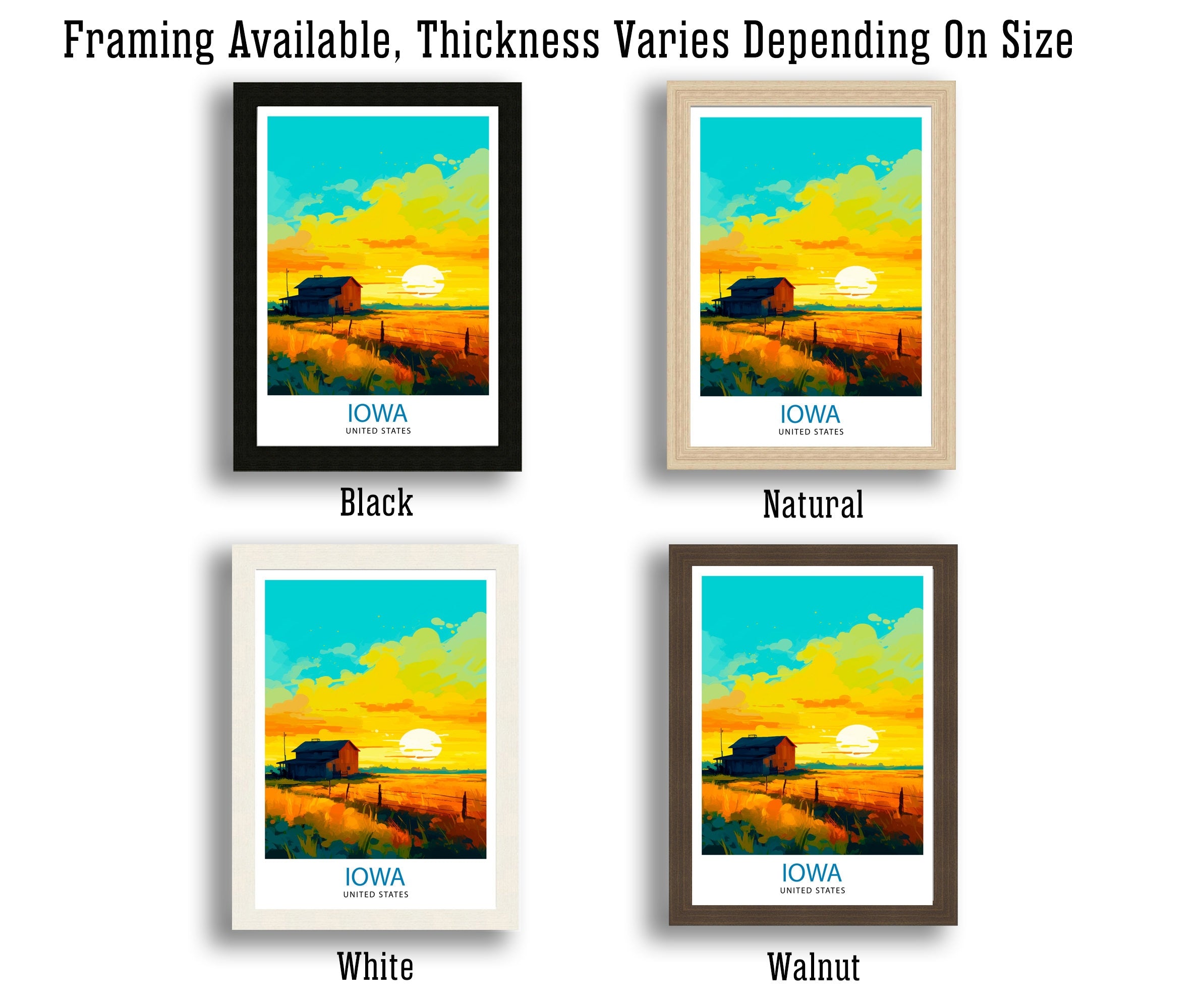 Iowa USA Travel Print| Iowa Wall Decor Iowa Poster USA Travel Prints Iowa Art Print Iowa Illustration Iowa Wall Art