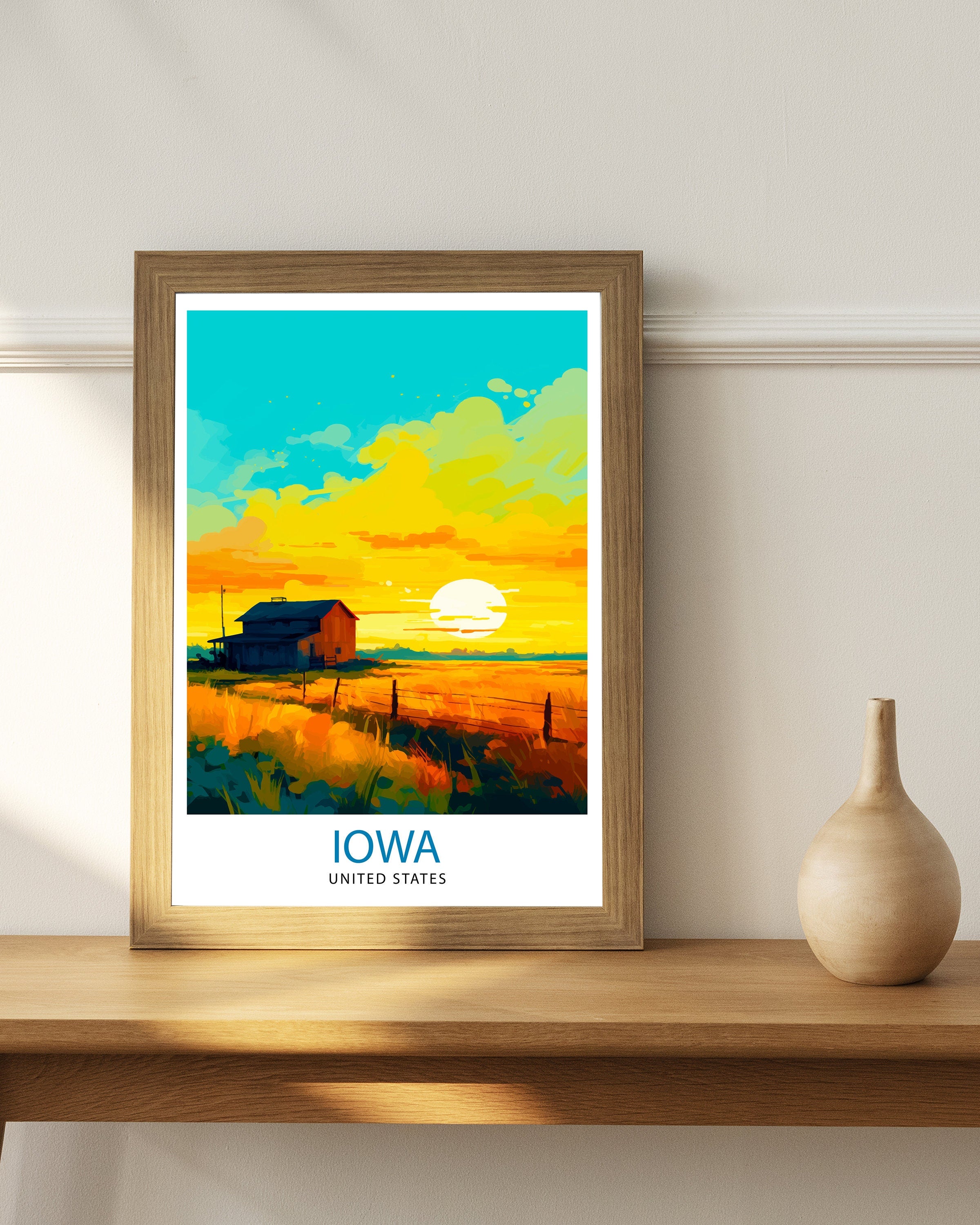 Iowa USA Travel Print| Iowa Wall Decor Iowa Poster USA Travel Prints Iowa Art Print Iowa Illustration Iowa Wall Art
