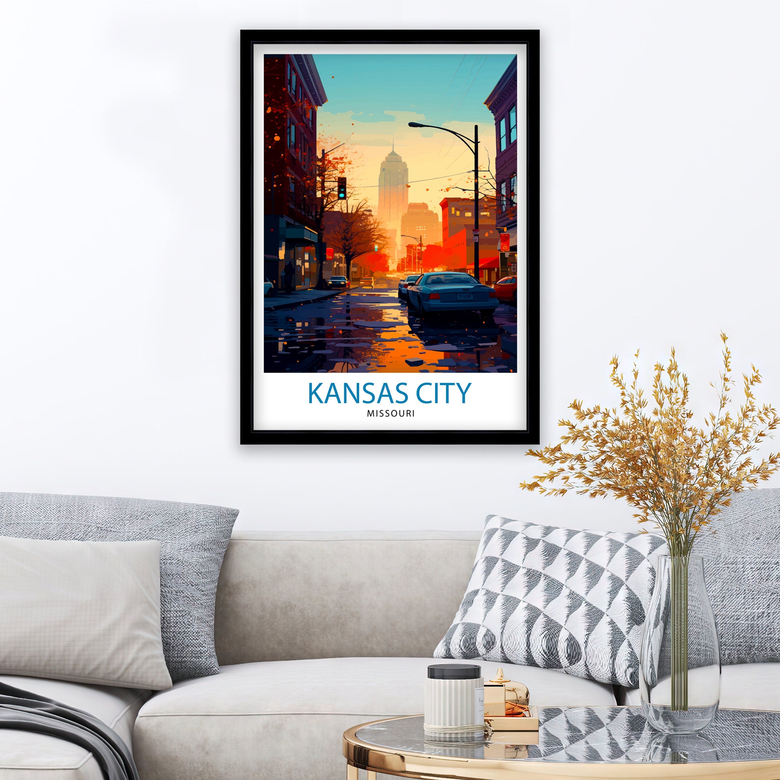 Kansas City Missouri Travel Print Kansas City Wall Decor Kansas City Poster USA Travel Prints Kansas City Art Print Kansas City Illustration