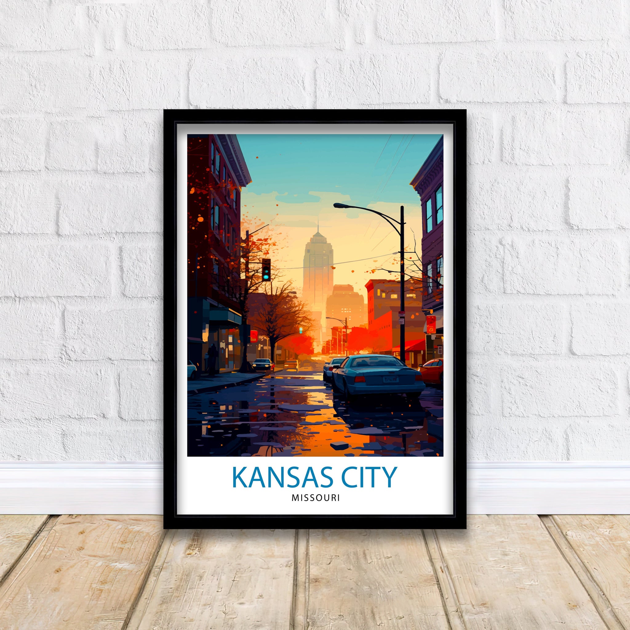 Kansas City Missouri Travel Print Kansas City Wall Decor Kansas City Poster USA Travel Prints Kansas City Art Print Kansas City Illustration