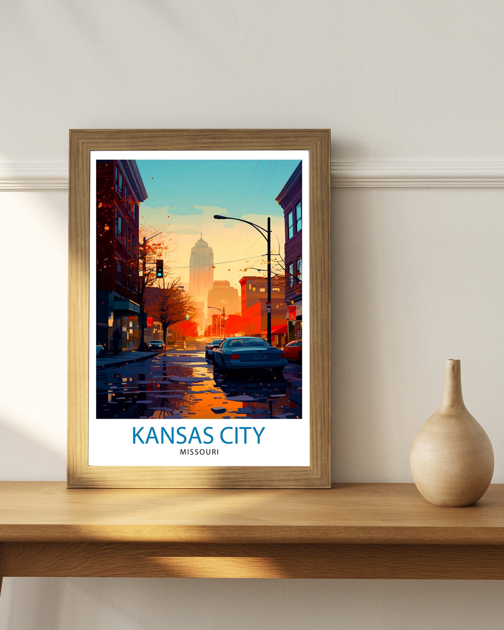 Kansas City Missouri Travel Print Kansas City Wall Decor Kansas City Poster USA Travel Prints Kansas City Art Print Kansas City Illustration