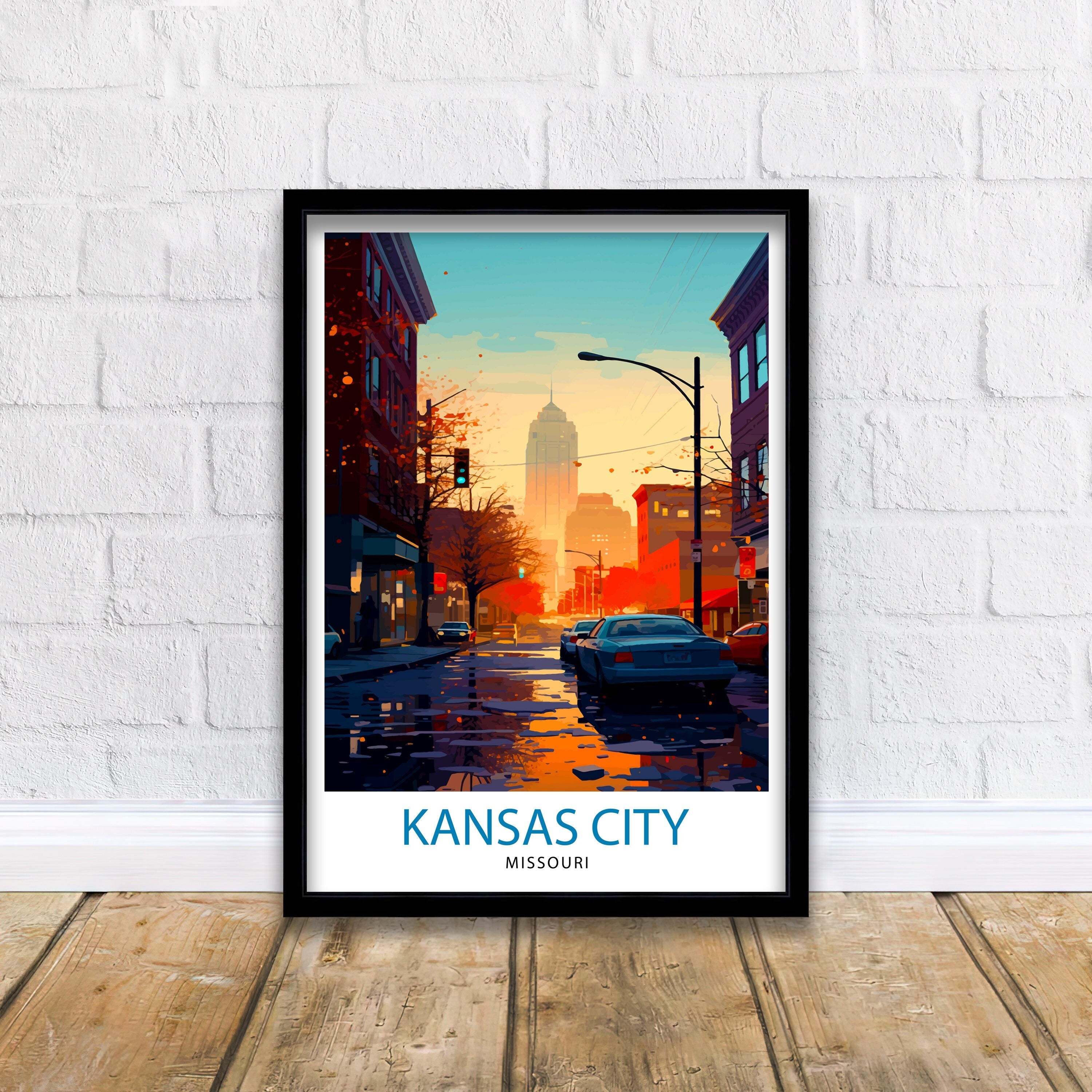 Kansas City Missouri Travel Print Kansas City Wall Decor Kansas City Poster USA Travel Prints Kansas City Art Print Kansas City Illustration