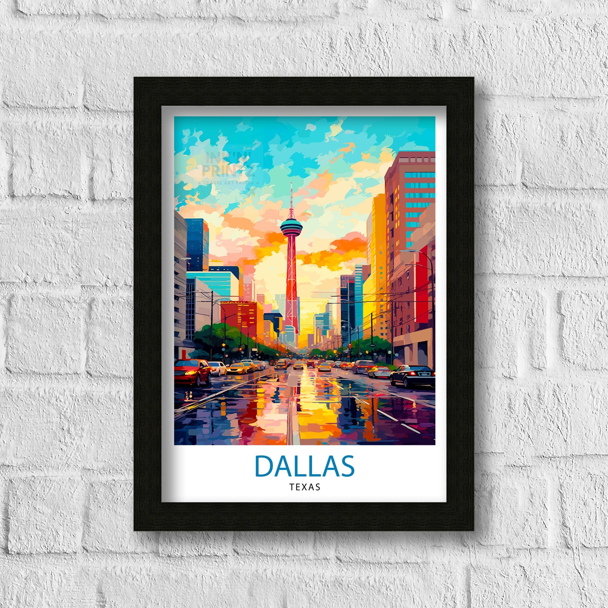 Dallas Texas Travel Print| Dallas Wall Decor Dallas Poster USA Travel Prints Dallas Art Print Dallas Illustration Dallas Wall Art