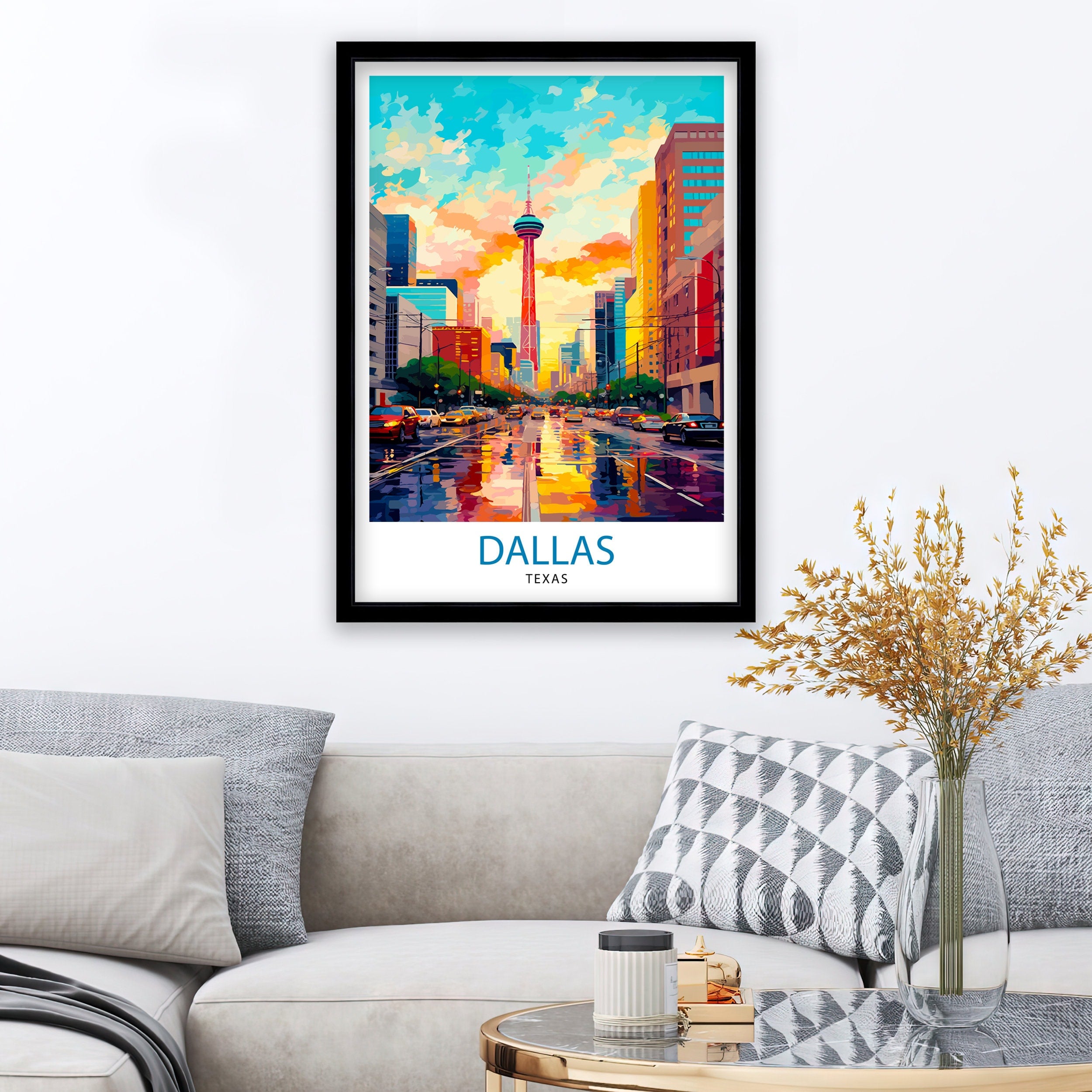 Dallas Texas Travel Print| Dallas Wall Decor Dallas Poster USA Travel Prints Dallas Art Print Dallas Illustration Dallas Wall Art