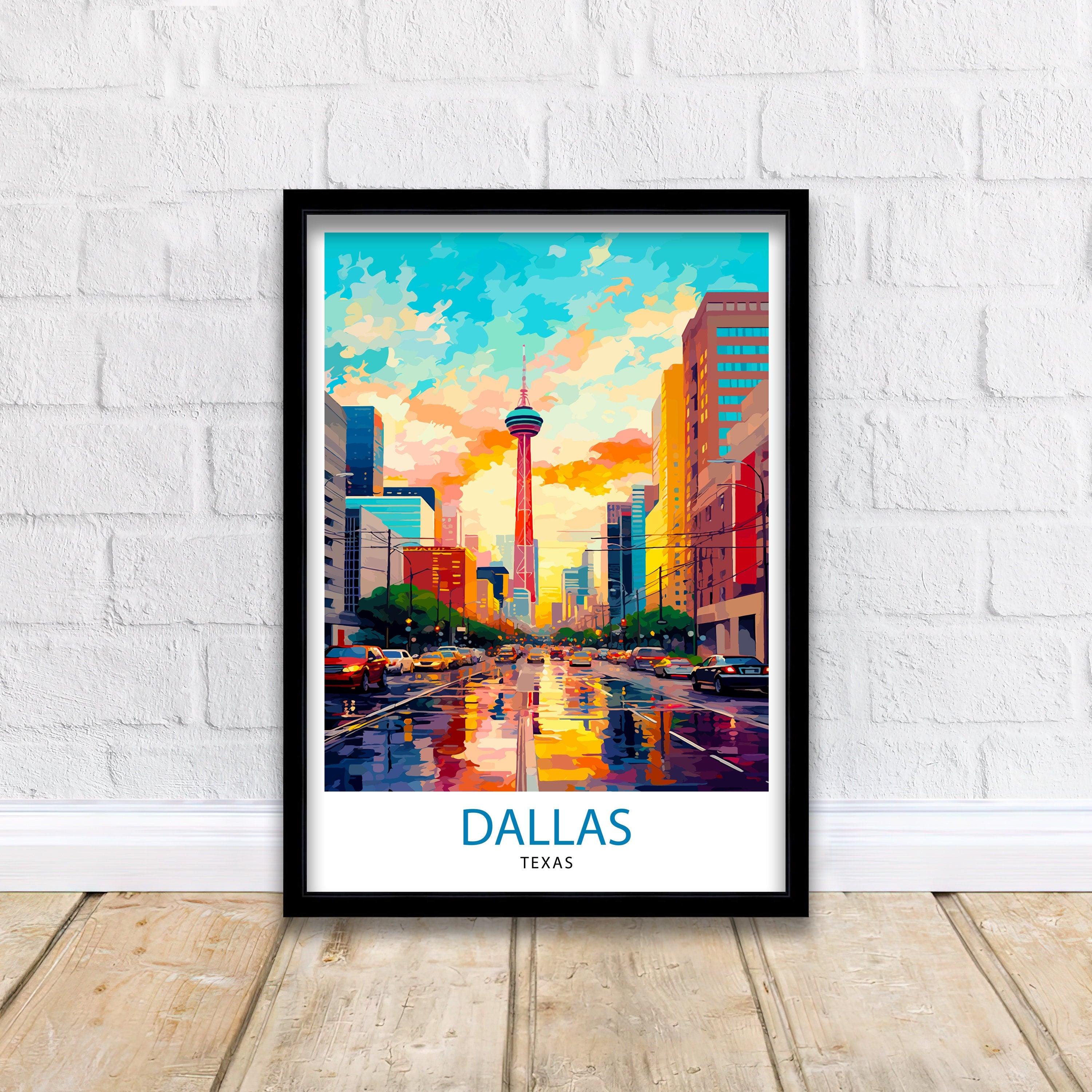 Dallas Texas Travel Print| Dallas Wall Decor Dallas Poster USA Travel Prints Dallas Art Print Dallas Illustration Dallas Wall Art