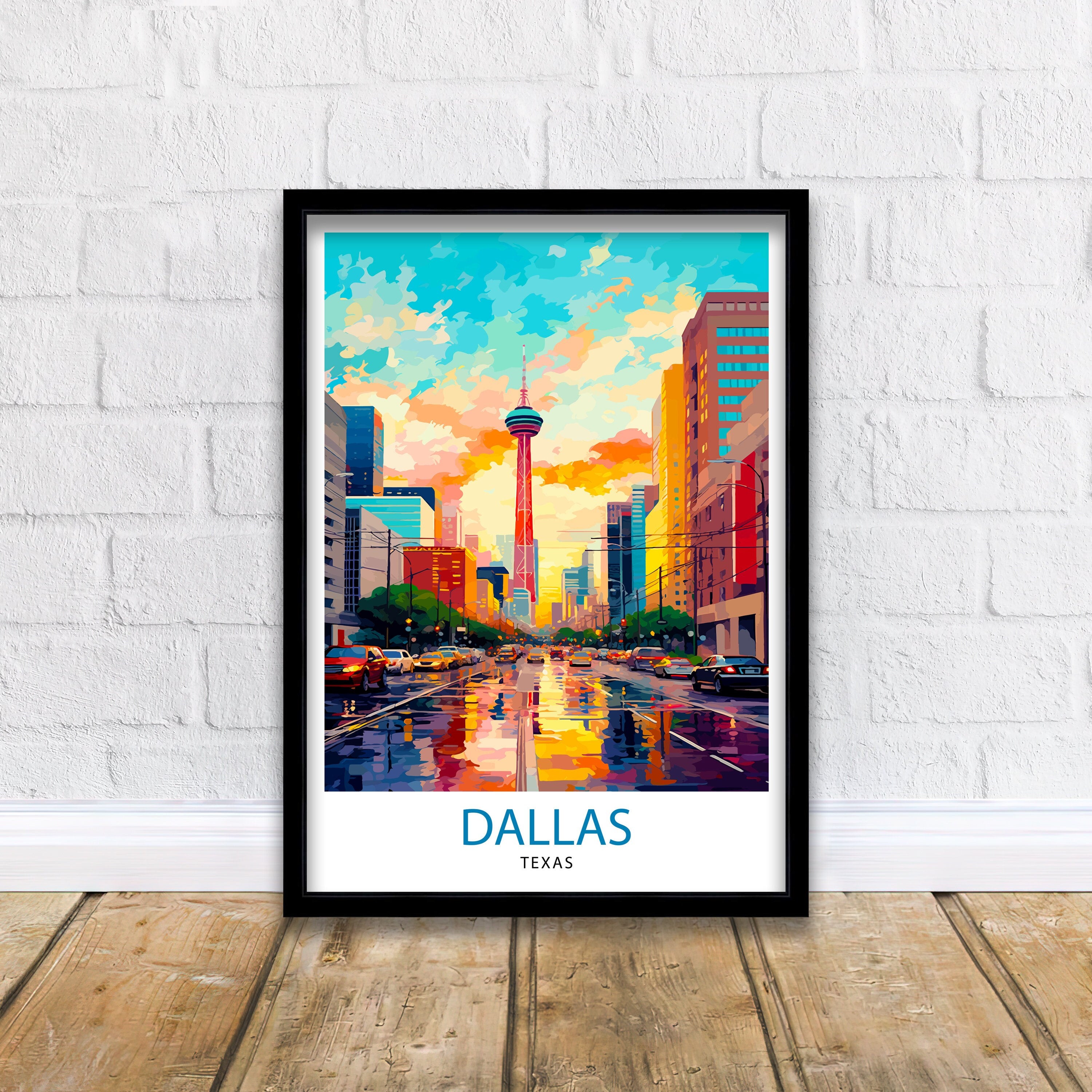 Dallas Texas Travel Print| Dallas Wall Decor Dallas Poster USA Travel Prints Dallas Art Print Dallas Illustration Dallas Wall Art