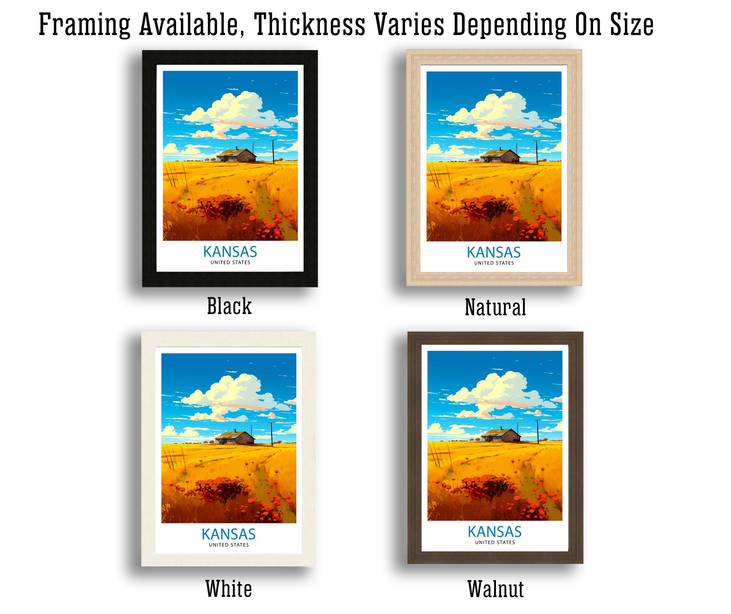 Kansas USA Travel Print| Kansas Wall Decor Kansas Poster USA Travel Prints Kansas Art Print Kansas Illustration Kansas Wall Art