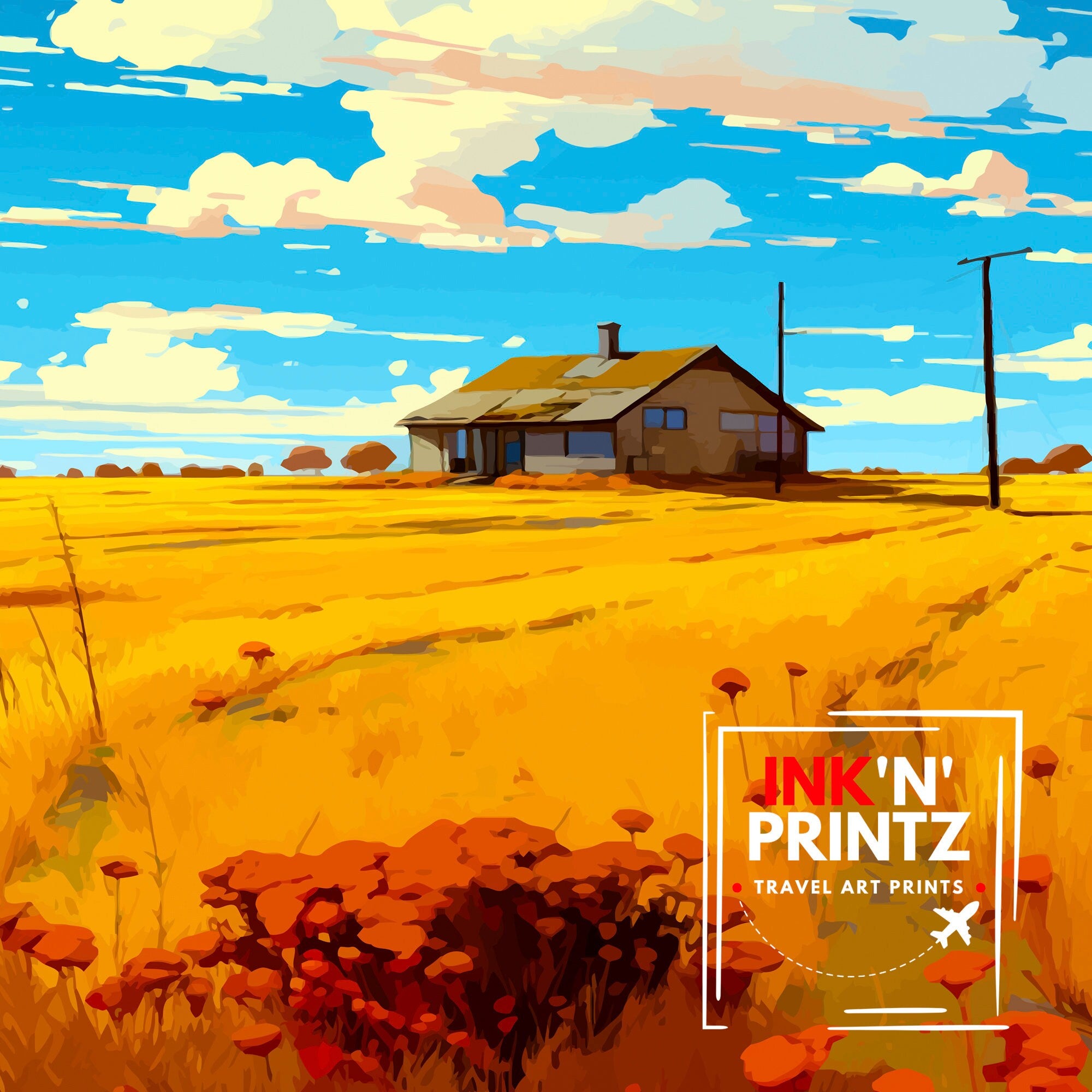 Kansas USA Travel Print| Kansas Wall Decor Kansas Poster USA Travel Prints Kansas Art Print Kansas Illustration Kansas Wall Art