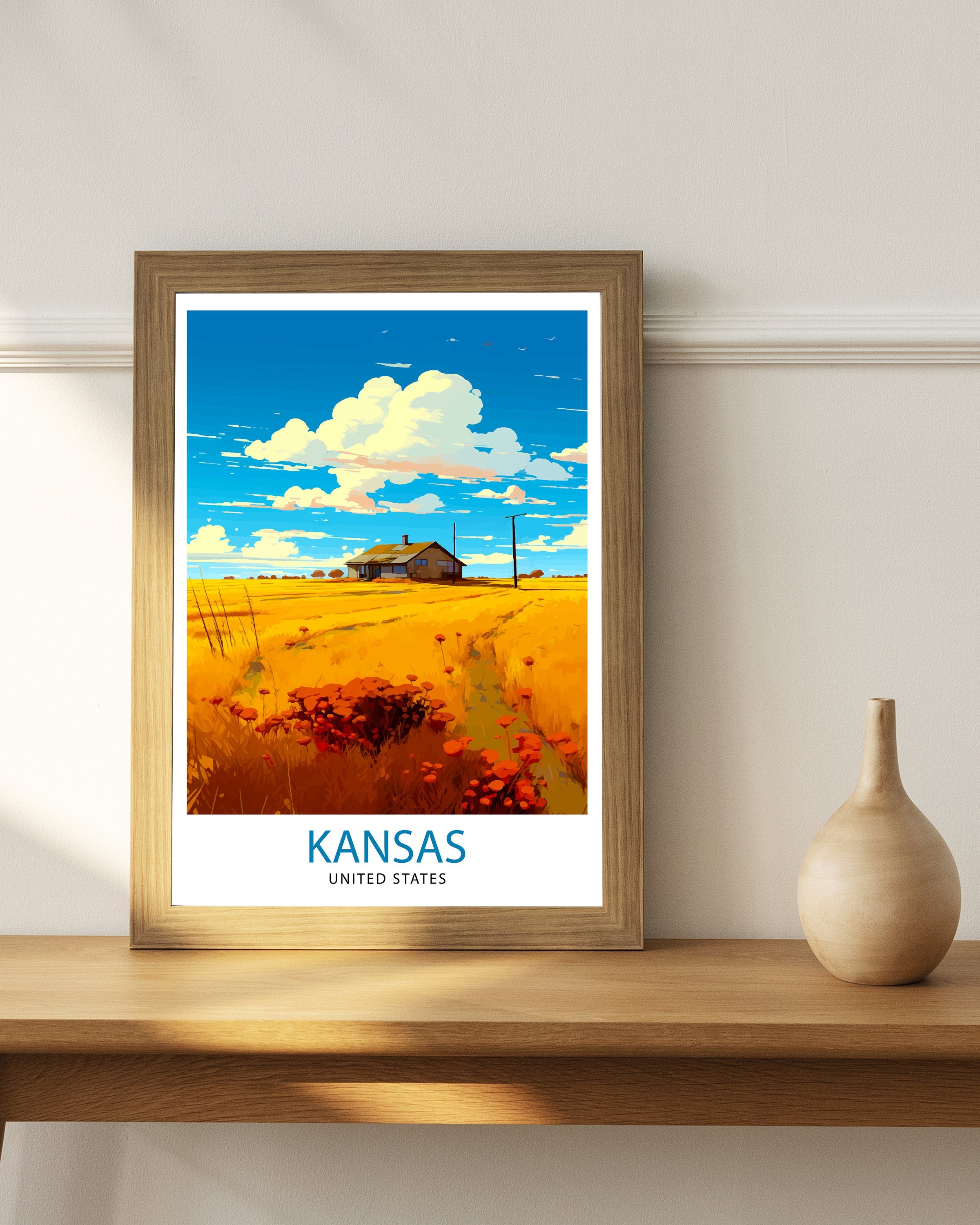 Kansas USA Travel Print| Kansas Wall Decor Kansas Poster USA Travel Prints Kansas Art Print Kansas Illustration Kansas Wall Art