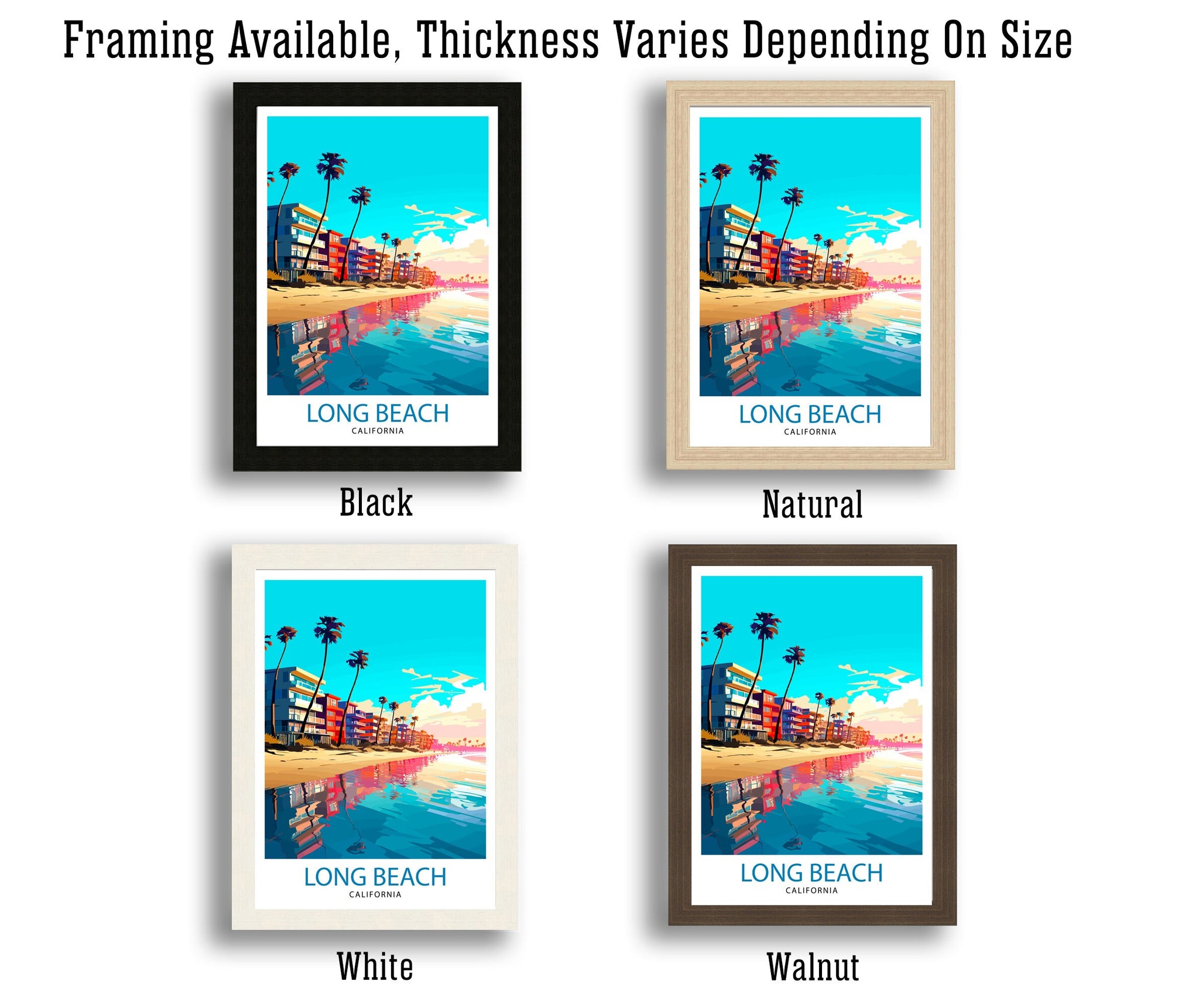 Long Beach CA Travel Print| Long Beach Wall Decor Long Beach Poster California Travel Prints Long Beach Art Print Long Beach Illustration