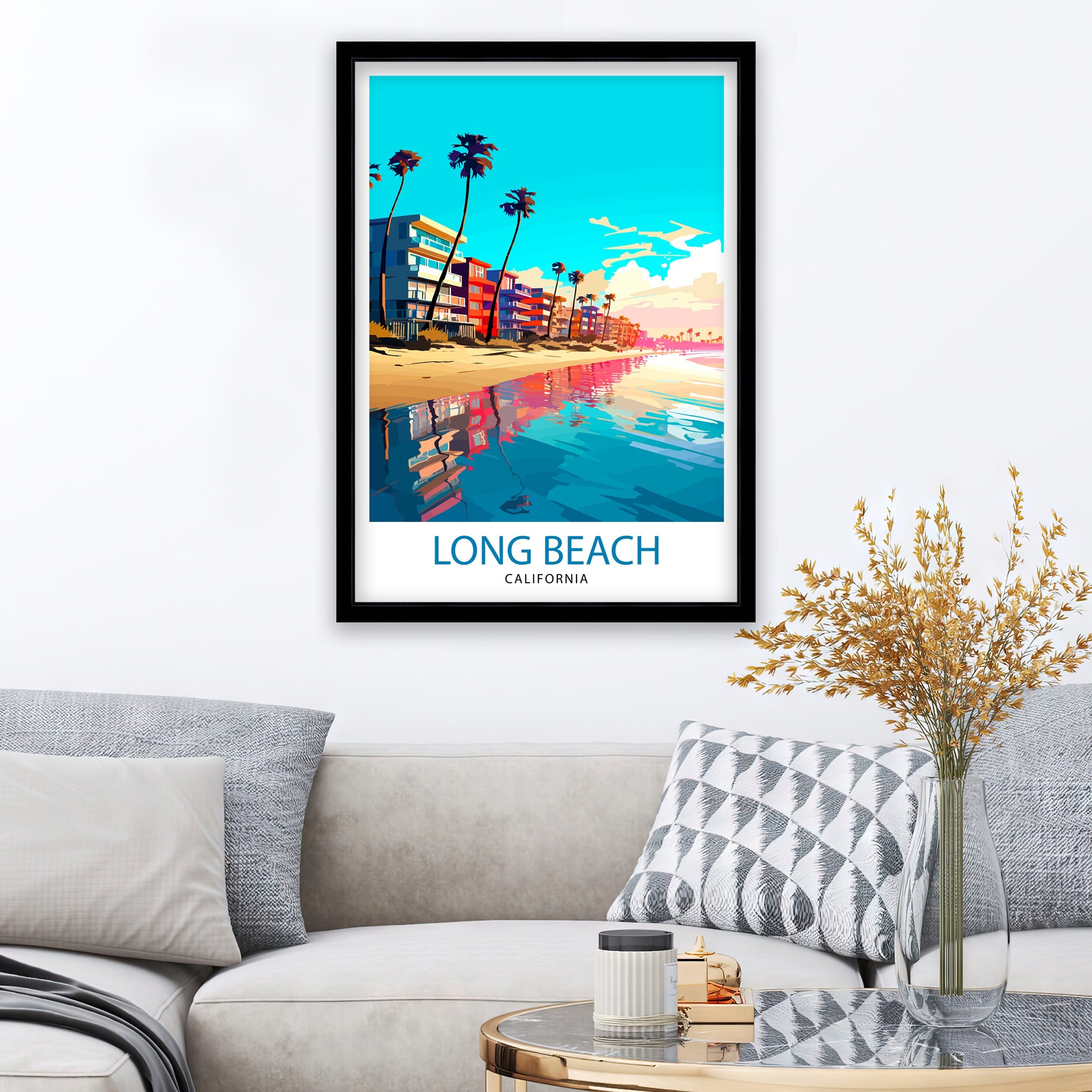 Long Beach CA Travel Print| Long Beach Wall Decor Long Beach Poster California Travel Prints Long Beach Art Print Long Beach Illustration