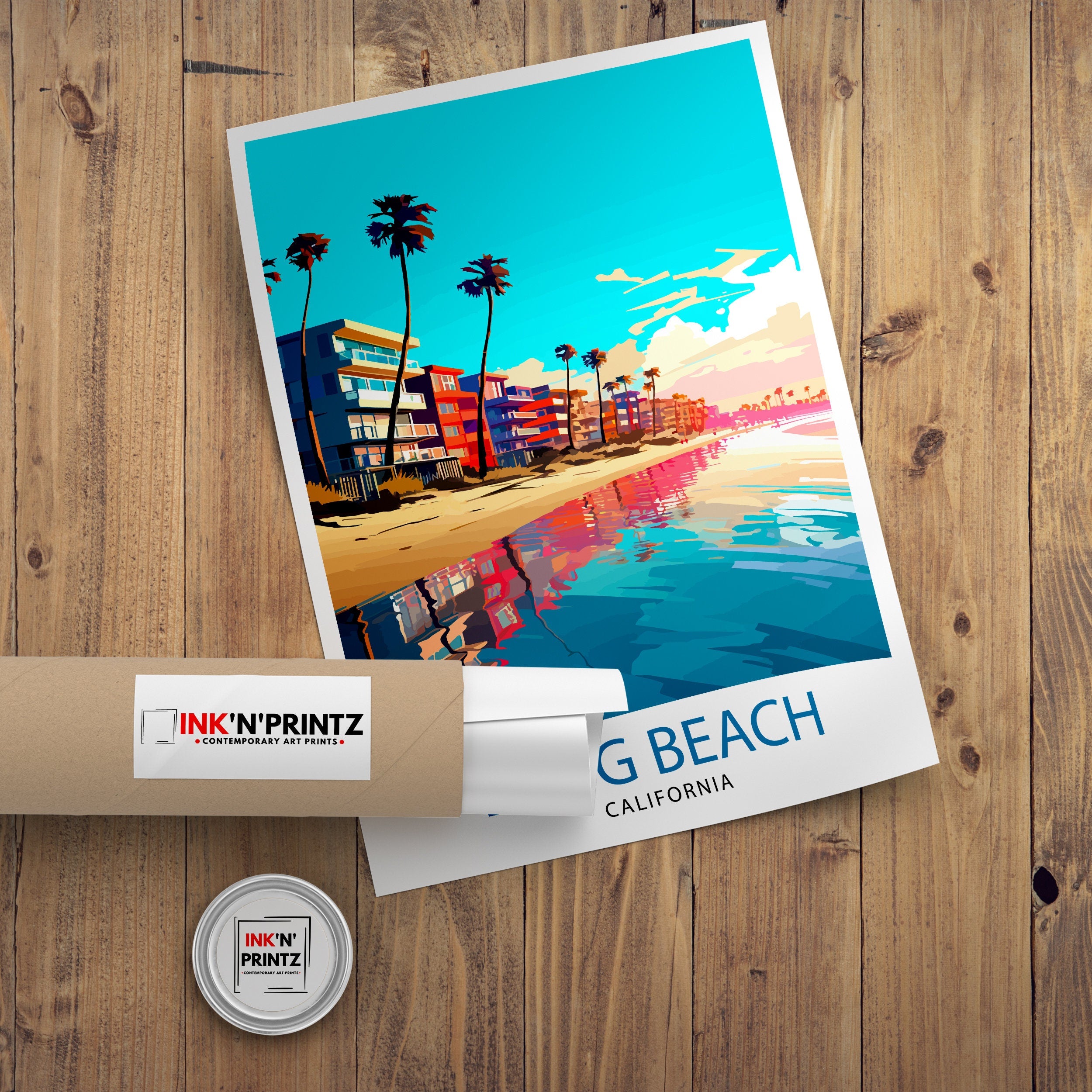 Long Beach CA Travel Print| Long Beach Wall Decor Long Beach Poster California Travel Prints Long Beach Art Print Long Beach Illustration