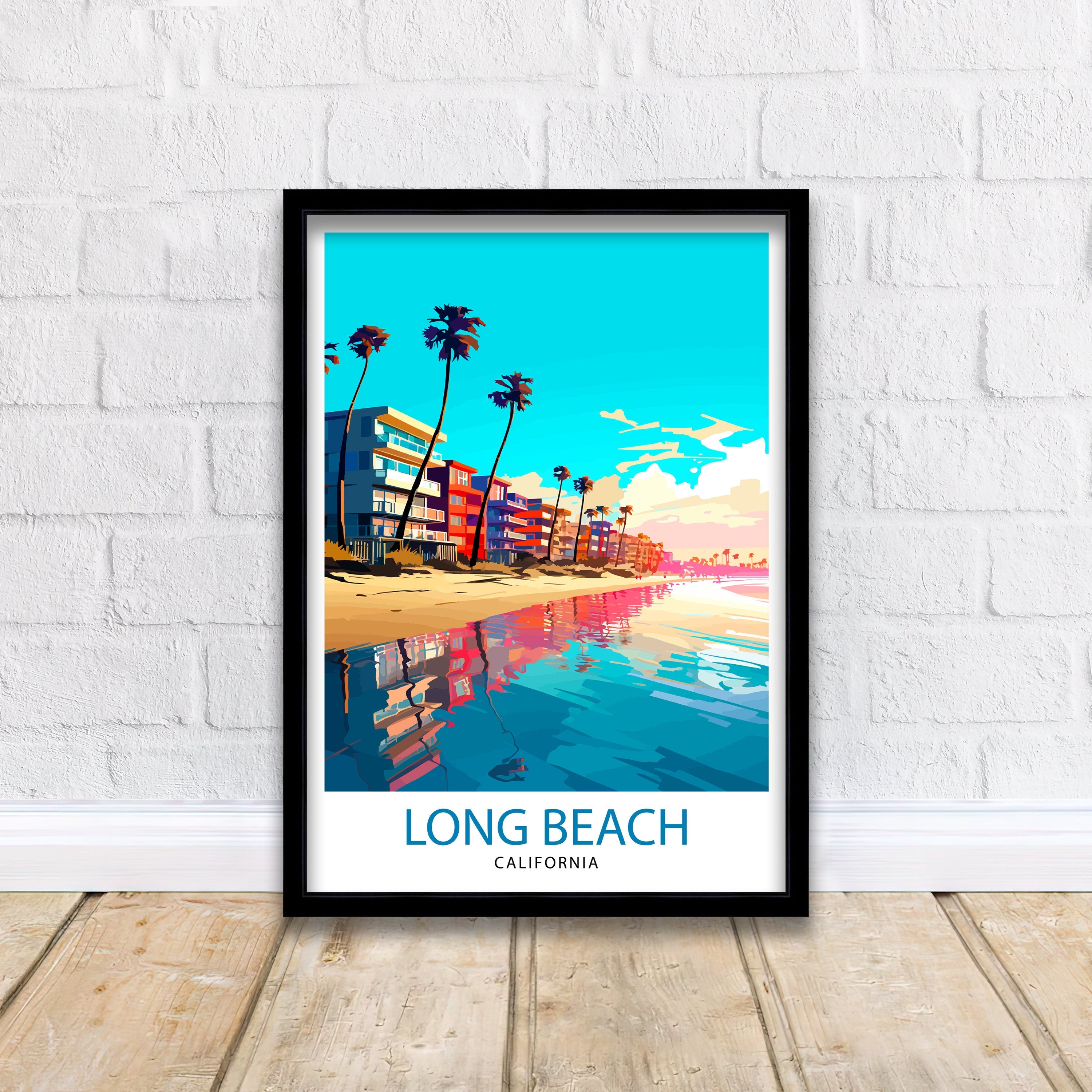 Long Beach CA Travel Print| Long Beach Wall Decor Long Beach Poster California Travel Prints Long Beach Art Print Long Beach Illustration