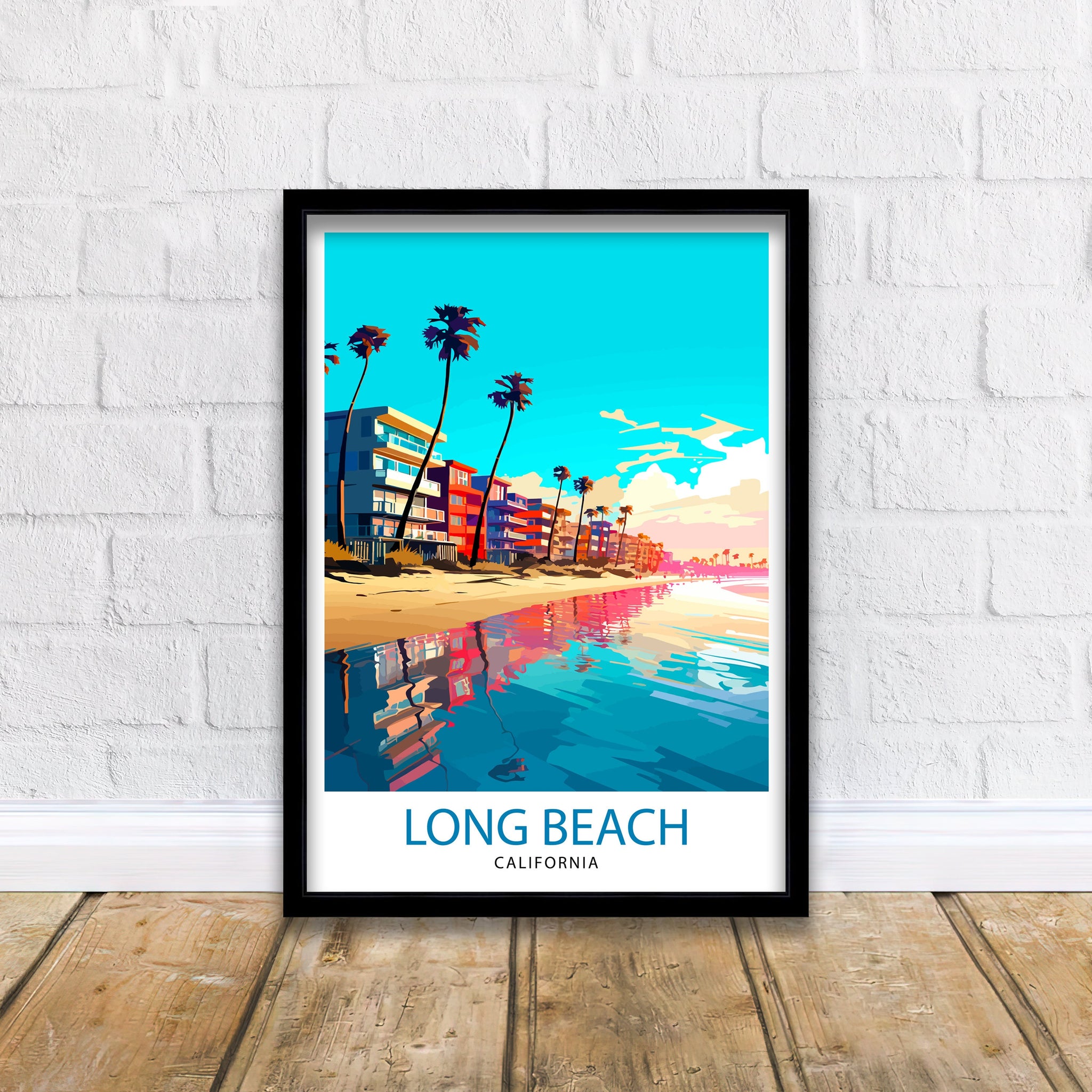 Long Beach CA Travel Print| Long Beach Wall Decor Long Beach Poster California Travel Prints Long Beach Art Print Long Beach Illustration