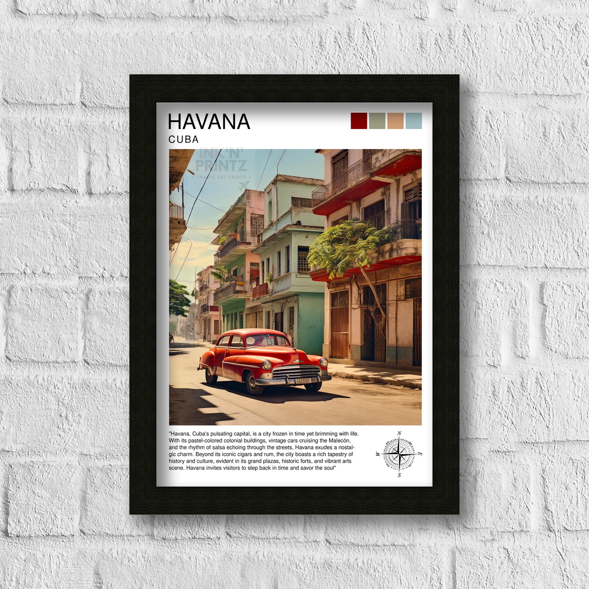 Havana Cuba Travel Print Havana Wall Decor Havana Poster Cuba Travel Prints Havana Art Print Havana Illustration Havana Wall Art