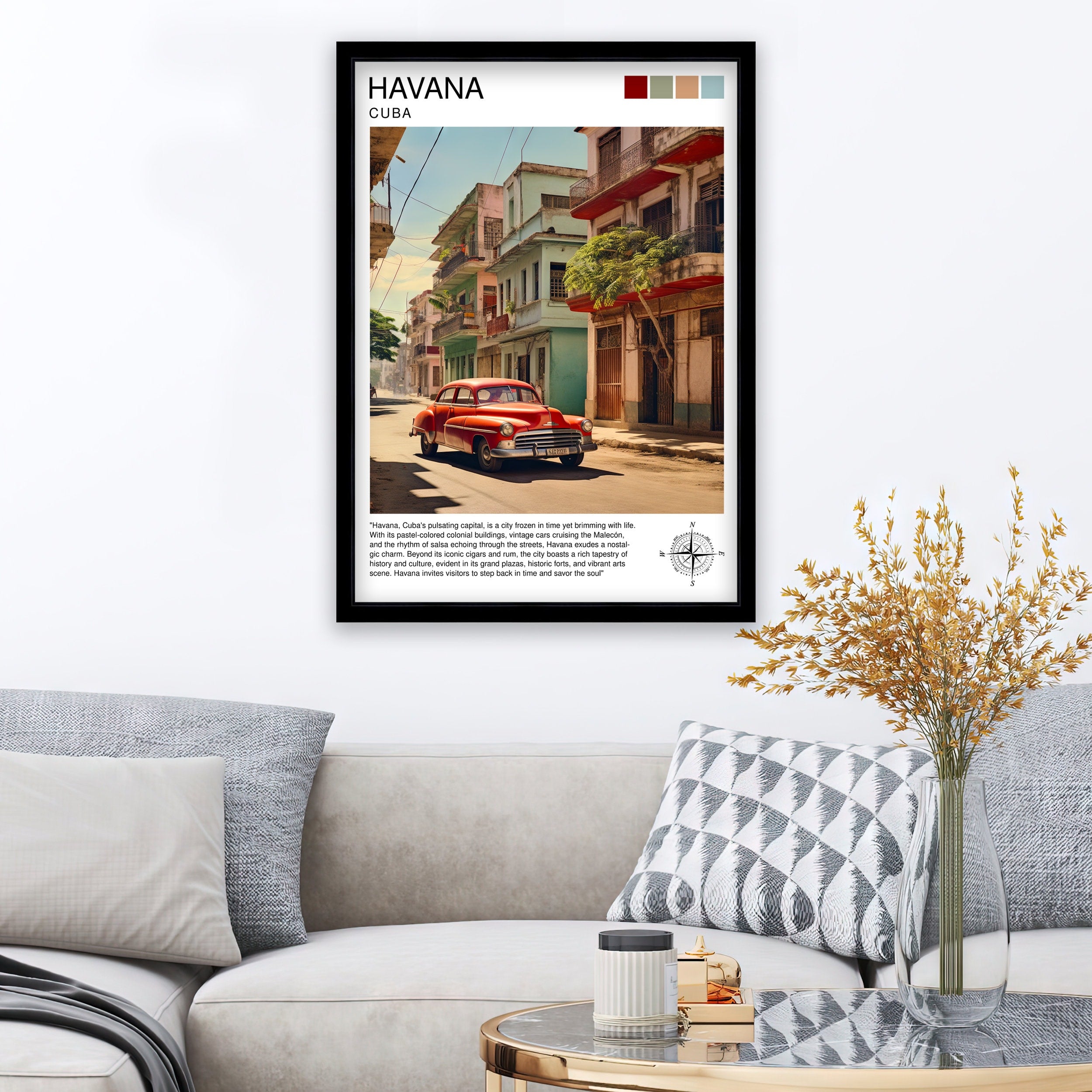 Havana Cuba Travel Print Havana Wall Decor Havana Poster Cuba Travel Prints Havana Art Print Havana Illustration Havana Wall Art