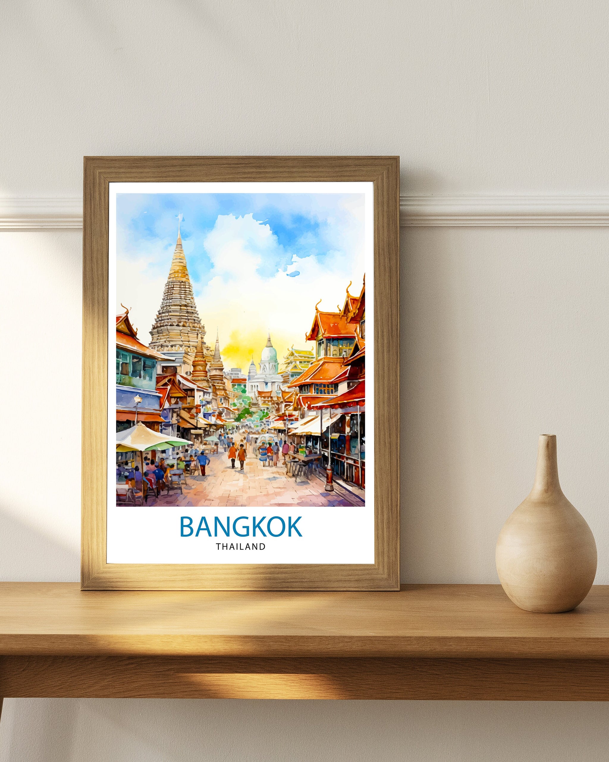 Bangkok Thailand Travel Print Bangkok Wall Decor Thailand Illustration Bangkok Travel Poster Gift for Thailand Travel Thailand Home Decor