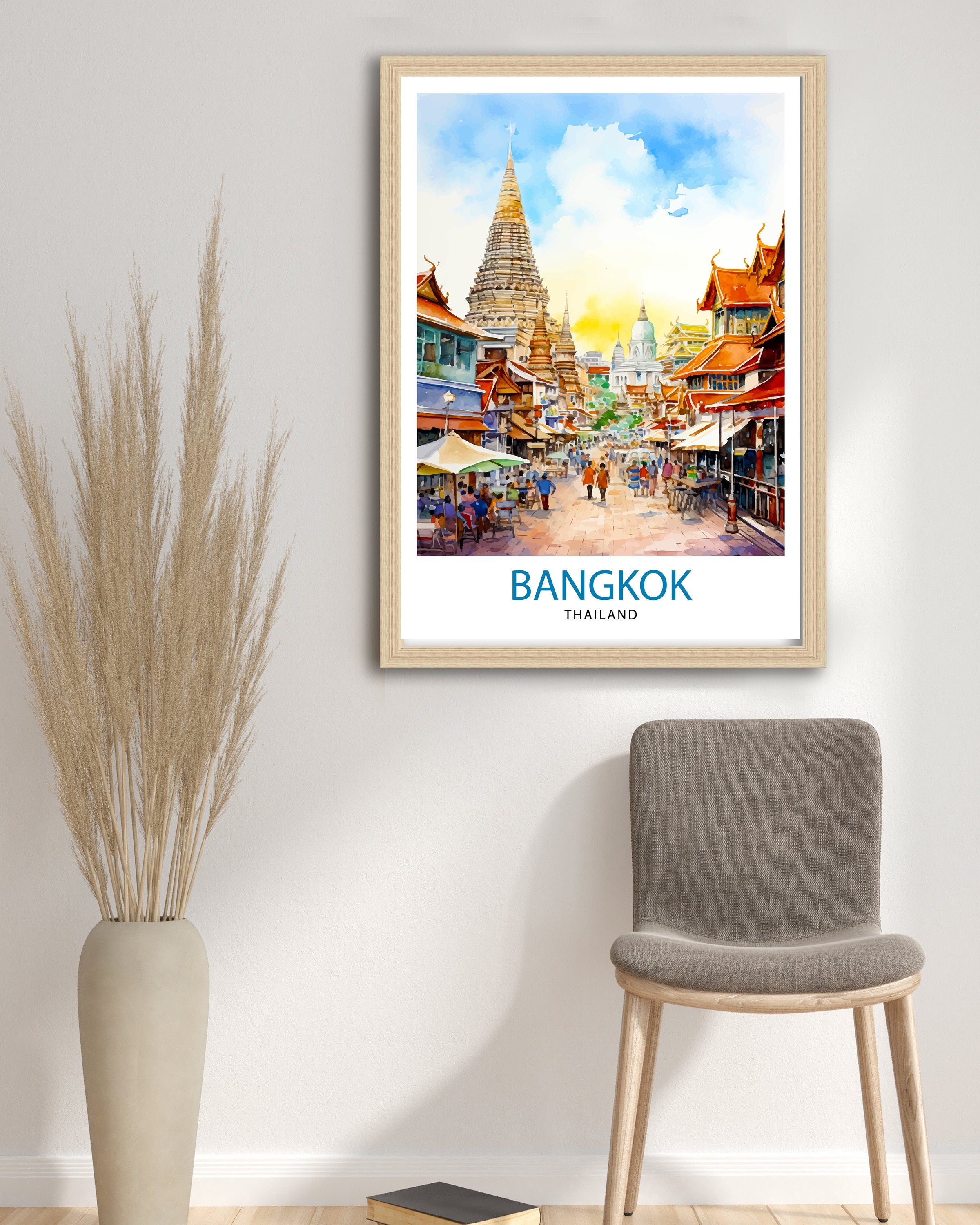Bangkok Thailand Travel Print Bangkok Wall Decor Thailand Illustration Bangkok Travel Poster Gift for Thailand Travel Thailand Home Decor