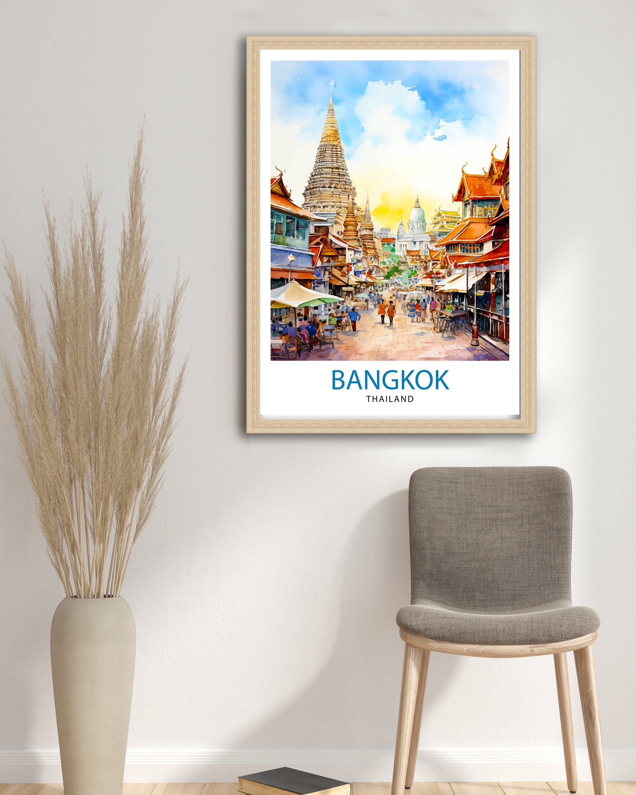 Bangkok Thailand Travel Print Bangkok Wall Decor Thailand Illustration Bangkok Travel Poster Gift for Thailand Travel Thailand Home Decor