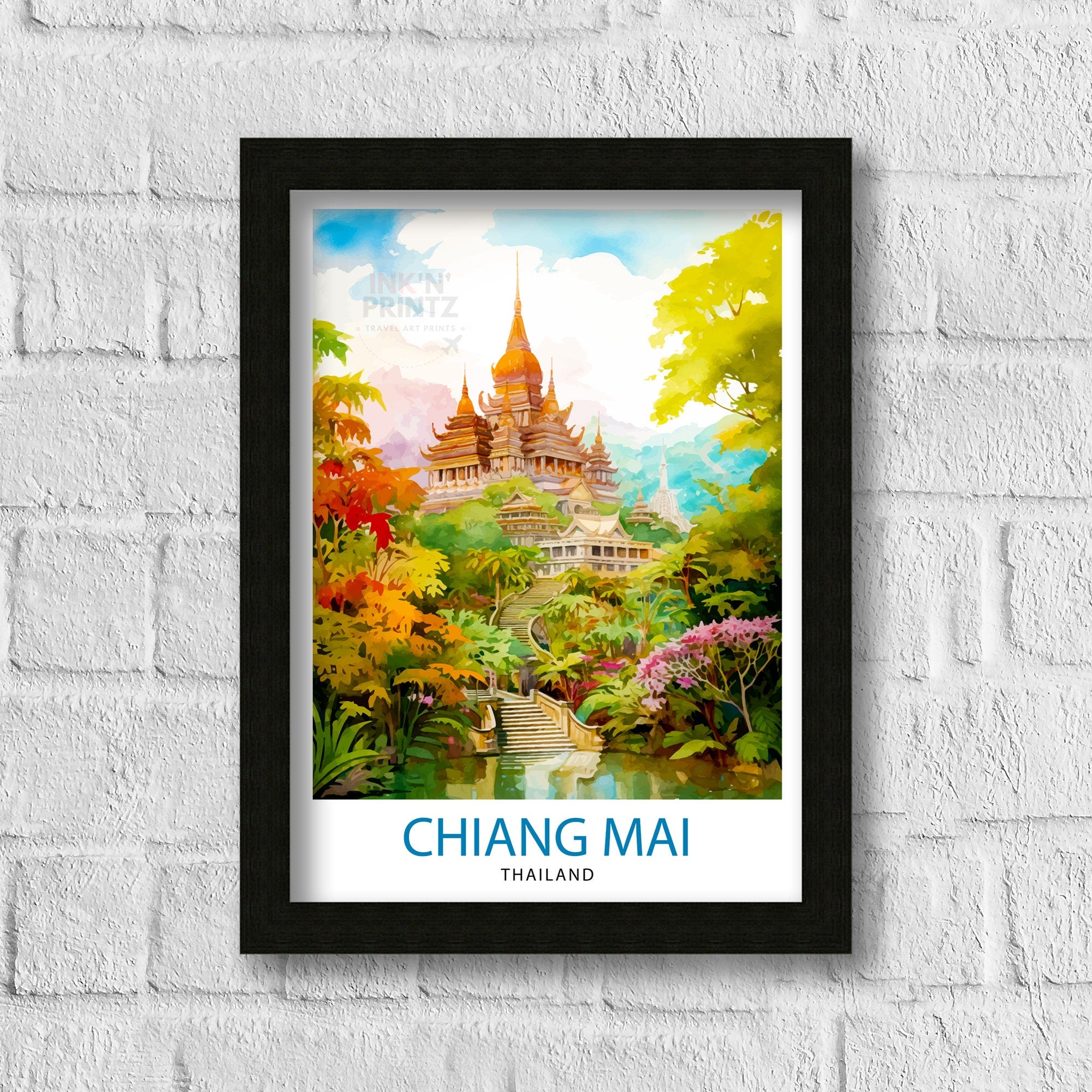 Chiang Mai Thailand Travel Print Chiang Mai Wall Decor Chiang Mai Poster Thailand Travel Prints Chiang Mai Art Print Chiang Mai Illustration