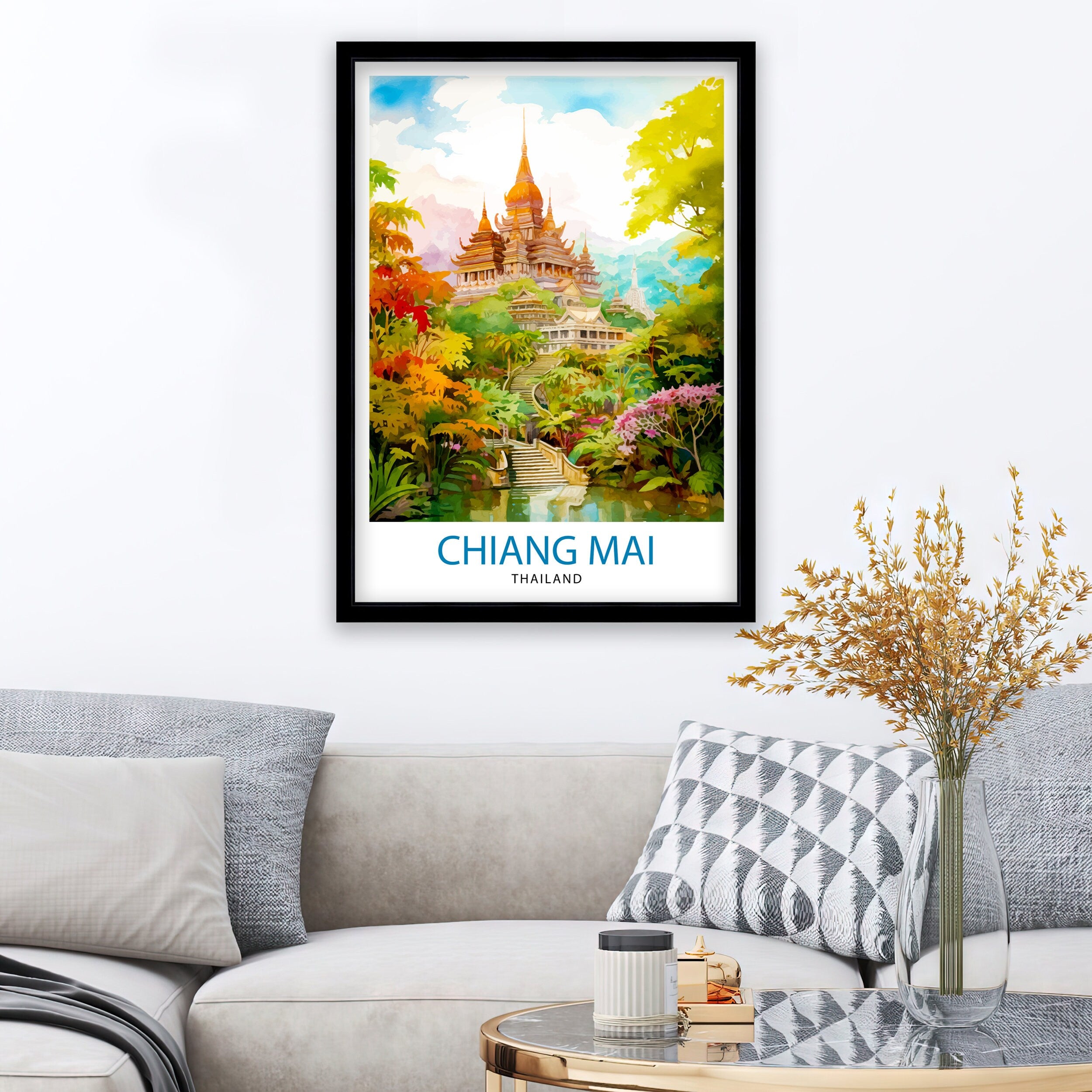 Chiang Mai Thailand Travel Print Chiang Mai Wall Decor Chiang Mai Poster Thailand Travel Prints Chiang Mai Art Print Chiang Mai Illustration