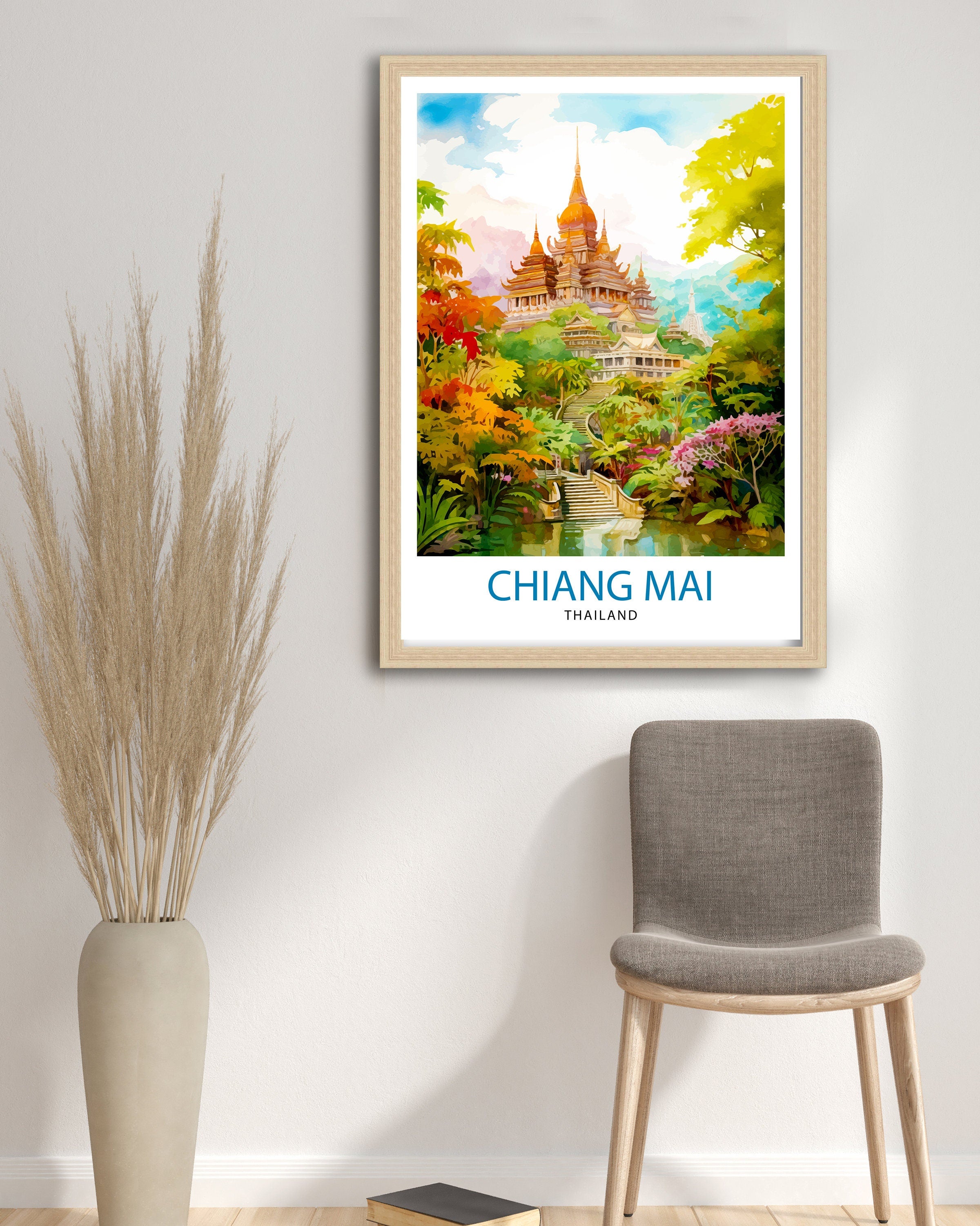 Chiang Mai Thailand Travel Print Chiang Mai Wall Decor Chiang Mai Poster Thailand Travel Prints Chiang Mai Art Print Chiang Mai Illustration