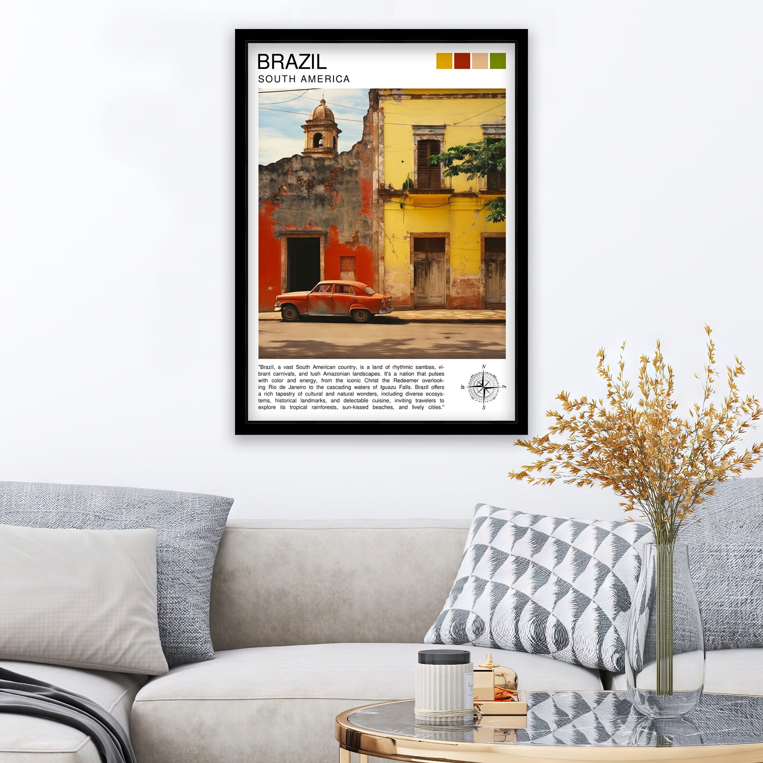 Brazil South America Travel Print Brazil Wall Decor Brazil Poster South America Travel Prints Brazil Art Print Brazil Illustration Brazil
