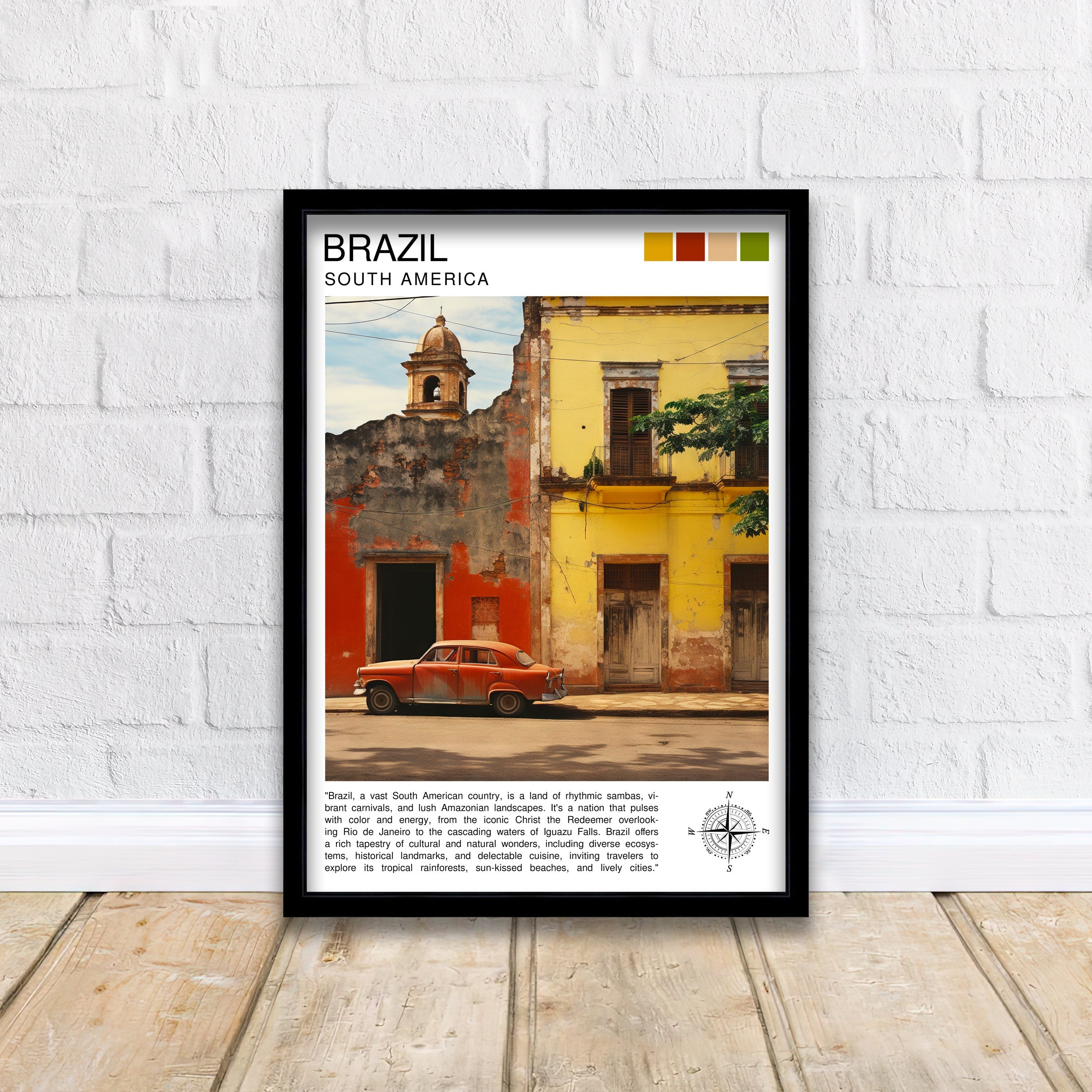Brazil South America Travel Print Brazil Wall Decor Brazil Poster South America Travel Prints Brazil Art Print Brazil Illustration Brazil