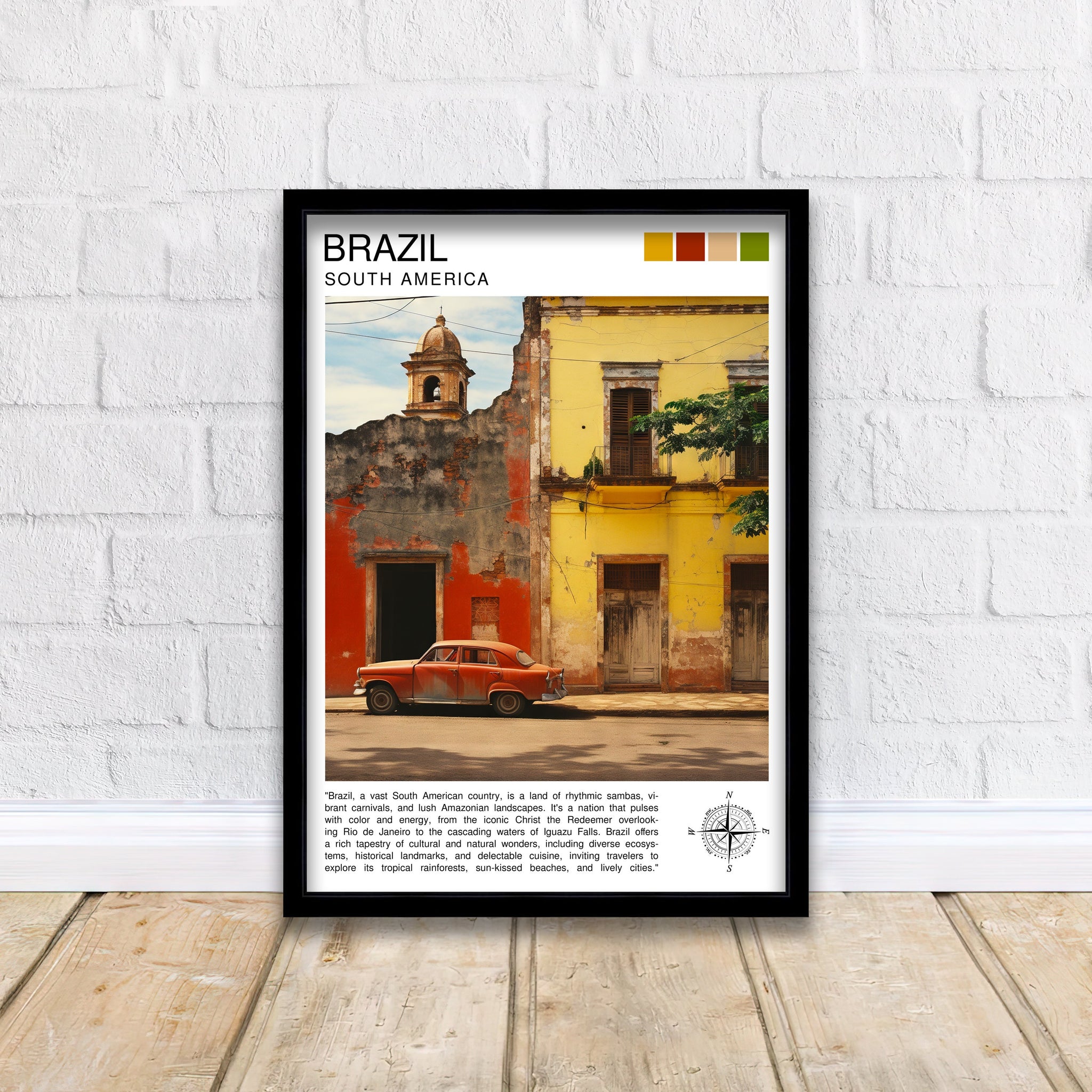 Brazil South America Travel Print Brazil Wall Decor Brazil Poster South America Travel Prints Brazil Art Print Brazil Illustration Brazil