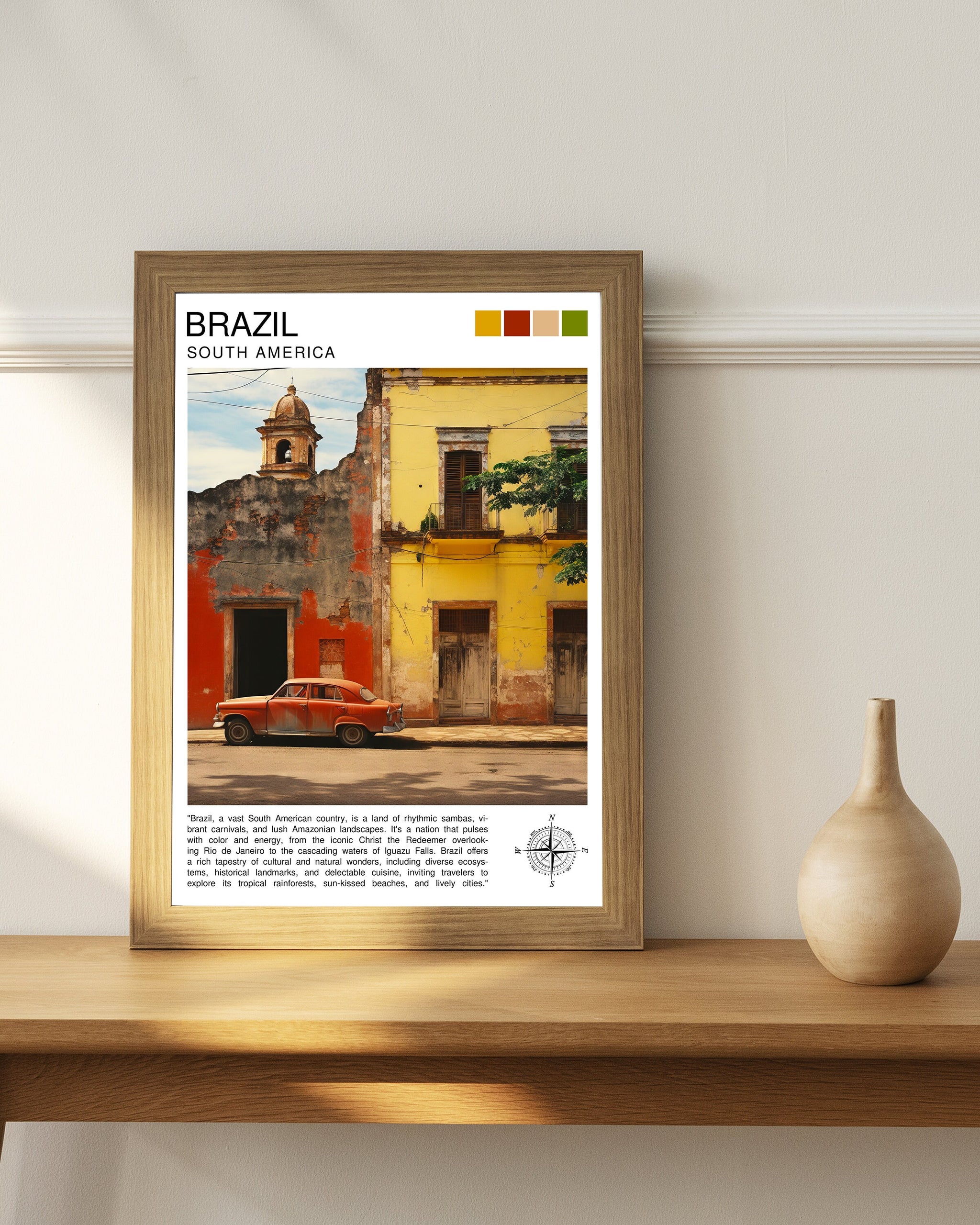 Brazil South America Travel Print Brazil Wall Decor Brazil Poster South America Travel Prints Brazil Art Print Brazil Illustration Brazil