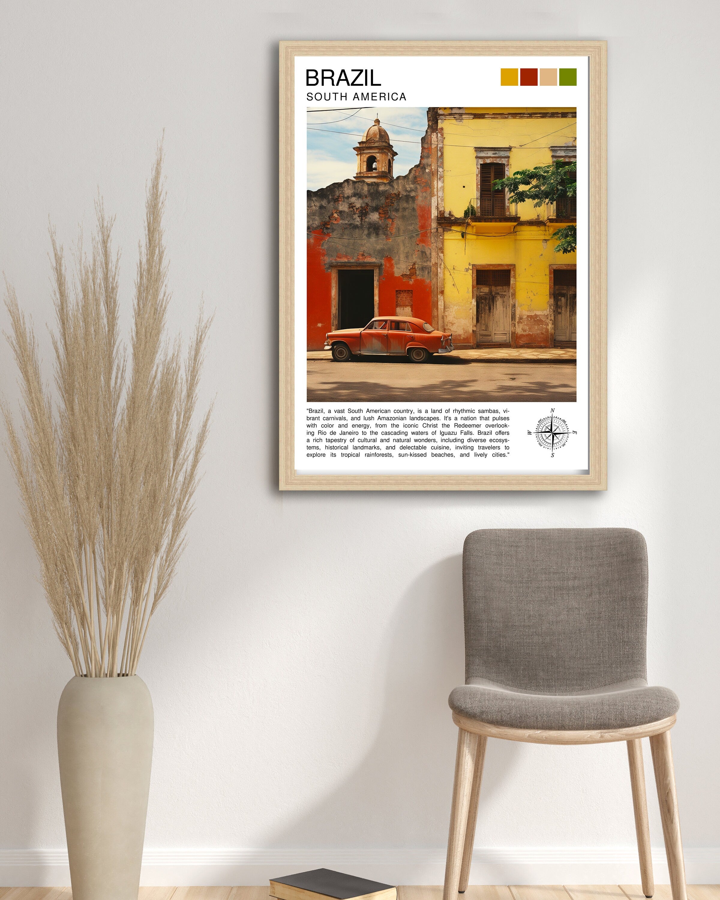 Brazil South America Travel Print Brazil Wall Decor Brazil Poster South America Travel Prints Brazil Art Print Brazil Illustration Brazil