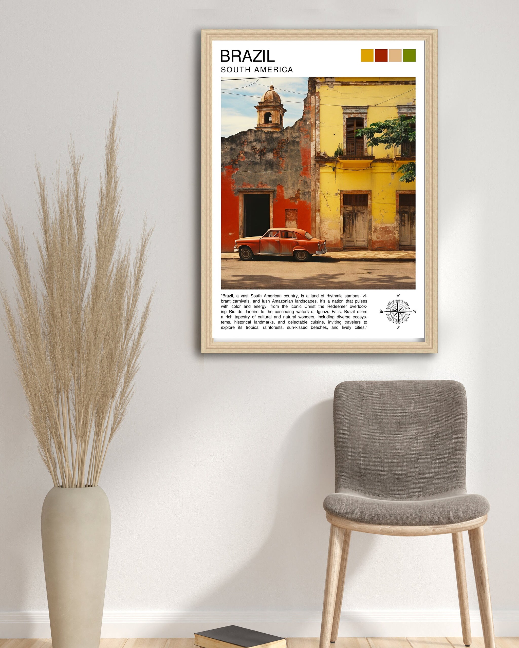 Brazil South America Travel Print Brazil Wall Decor Brazil Poster South America Travel Prints Brazil Art Print Brazil Illustration Brazil