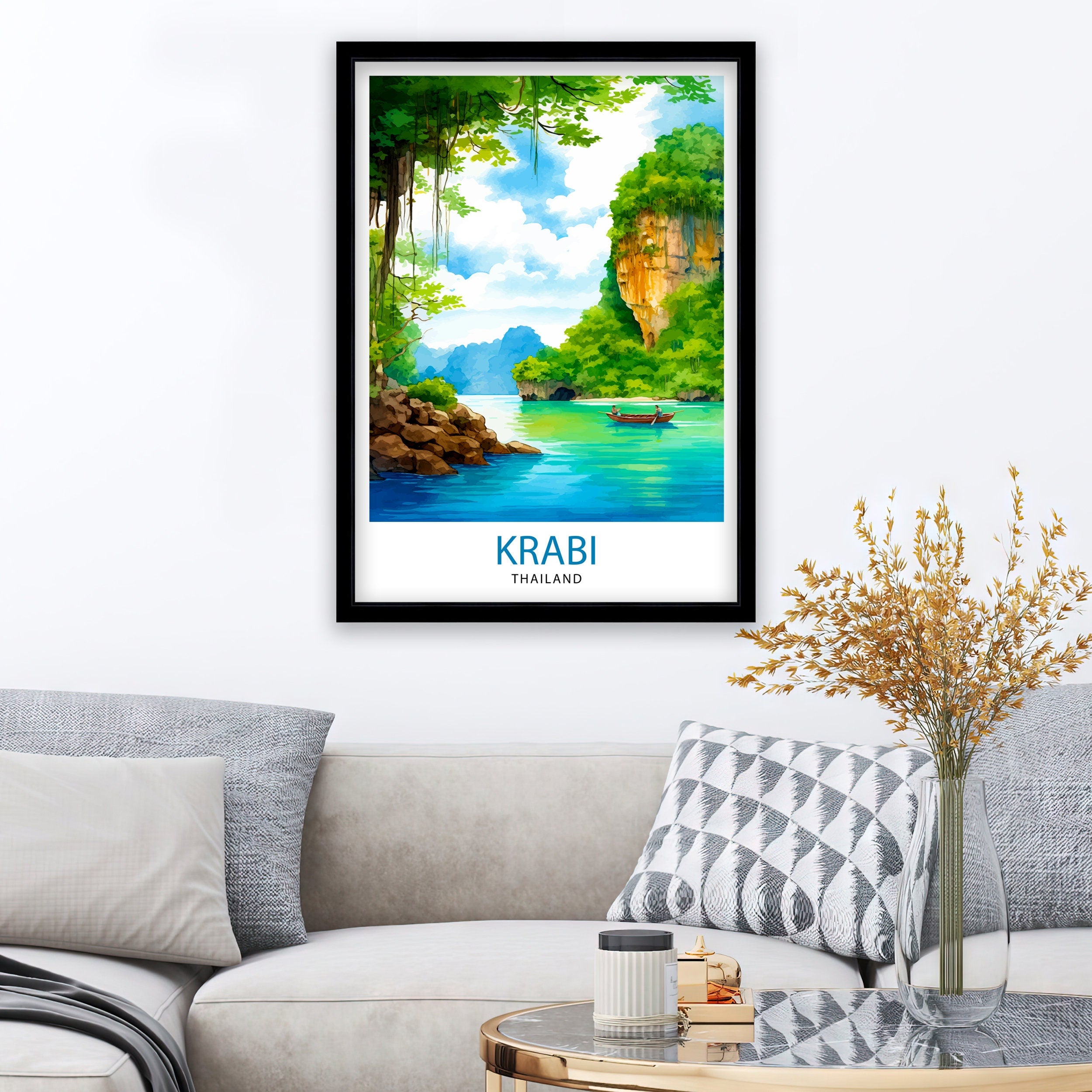 Krabi Thailand Travel Print Krabi Wall Decor Krabi Poster Thailand Travel Prints Krabi Art Print Krabi Illustration Krabi Wall Art Thailand