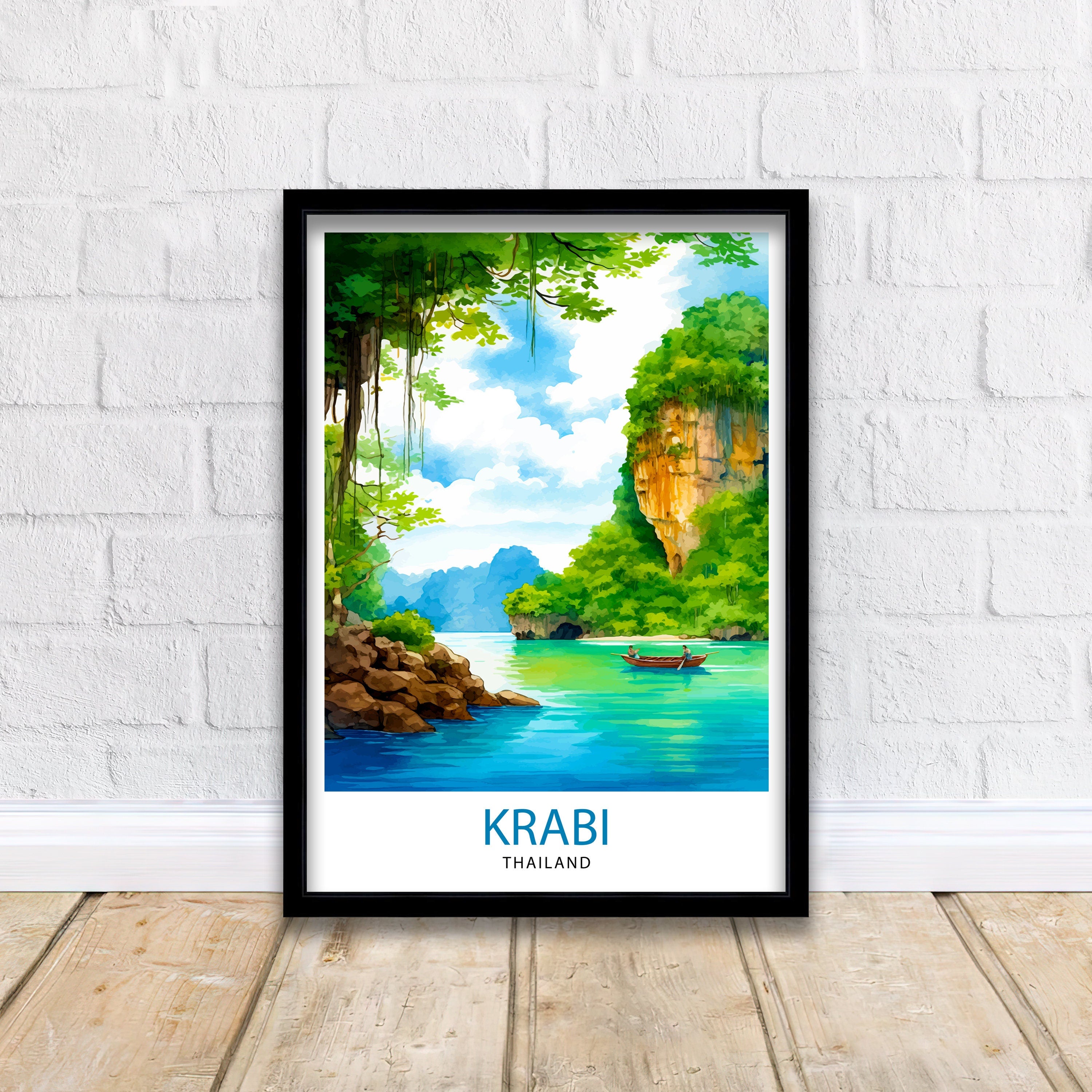 Krabi Thailand Travel Print Krabi Wall Decor Krabi Poster Thailand Travel Prints Krabi Art Print Krabi Illustration Krabi Wall Art Thailand