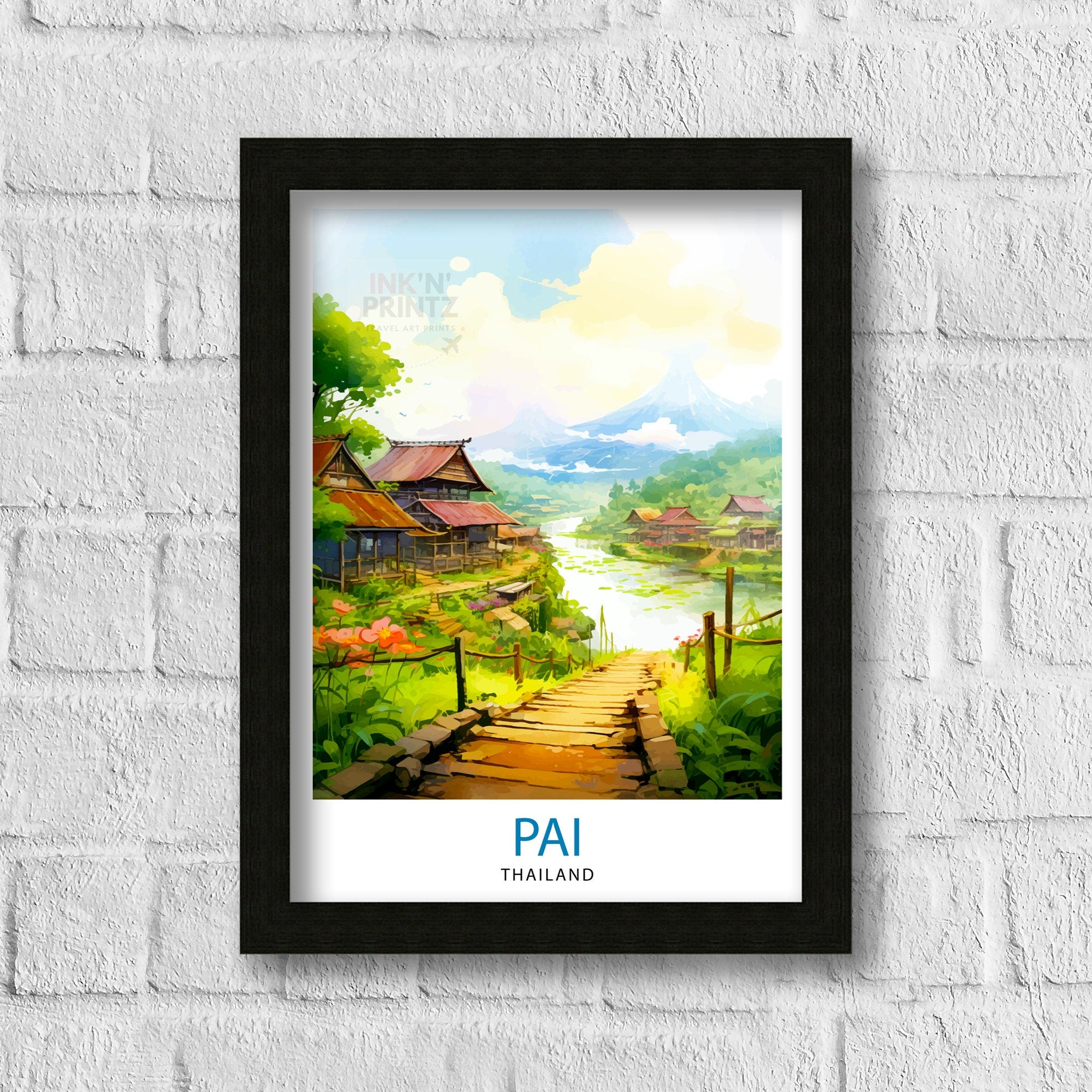Pai Thailand Travel Print Pai Wall Decor Pai Poster Thailand Travel Prints Pai Art Print Pai Illustration Pai Wall Art