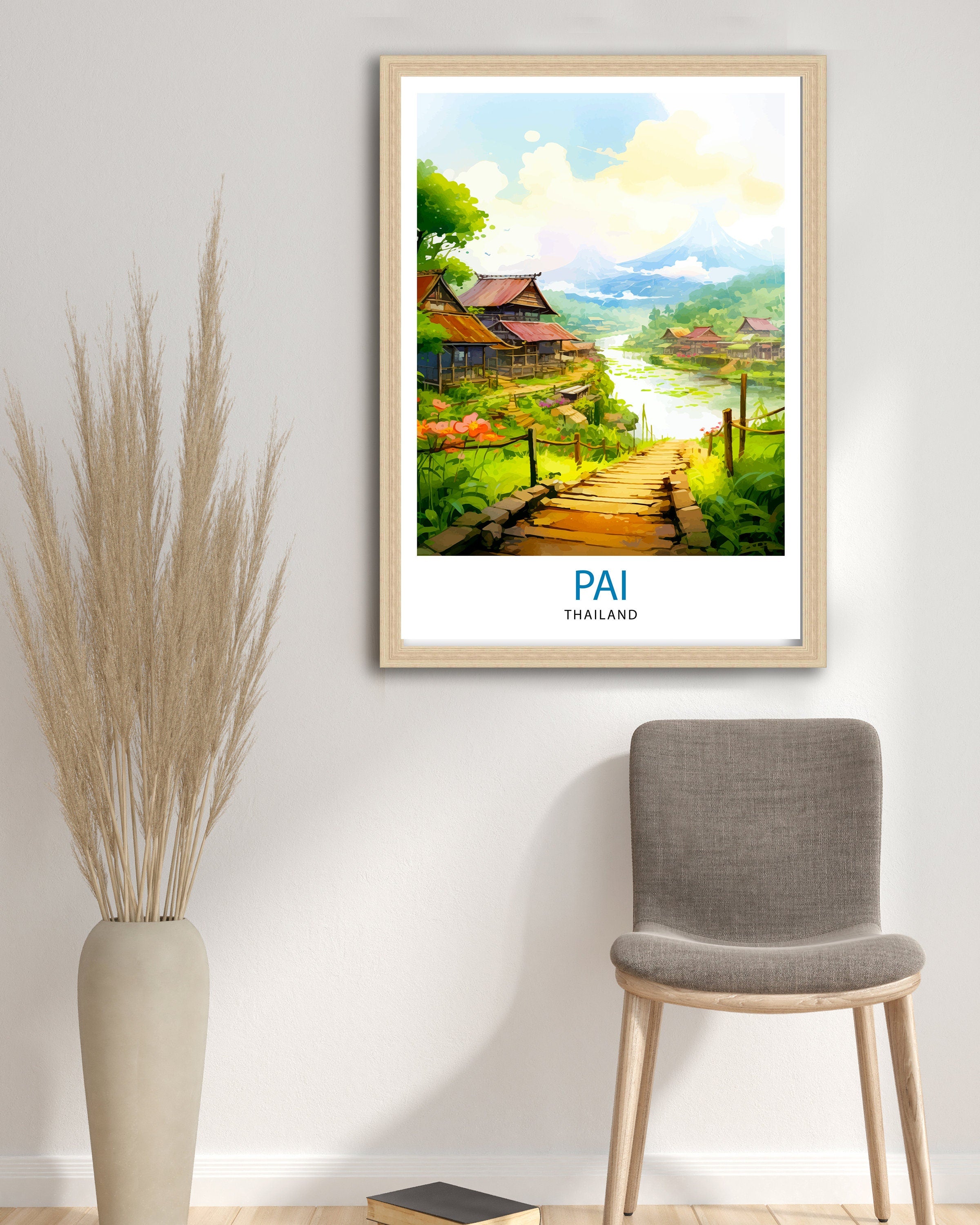 Pai Thailand Travel Print Pai Wall Decor Pai Poster Thailand Travel Prints Pai Art Print Pai Illustration Pai Wall Art