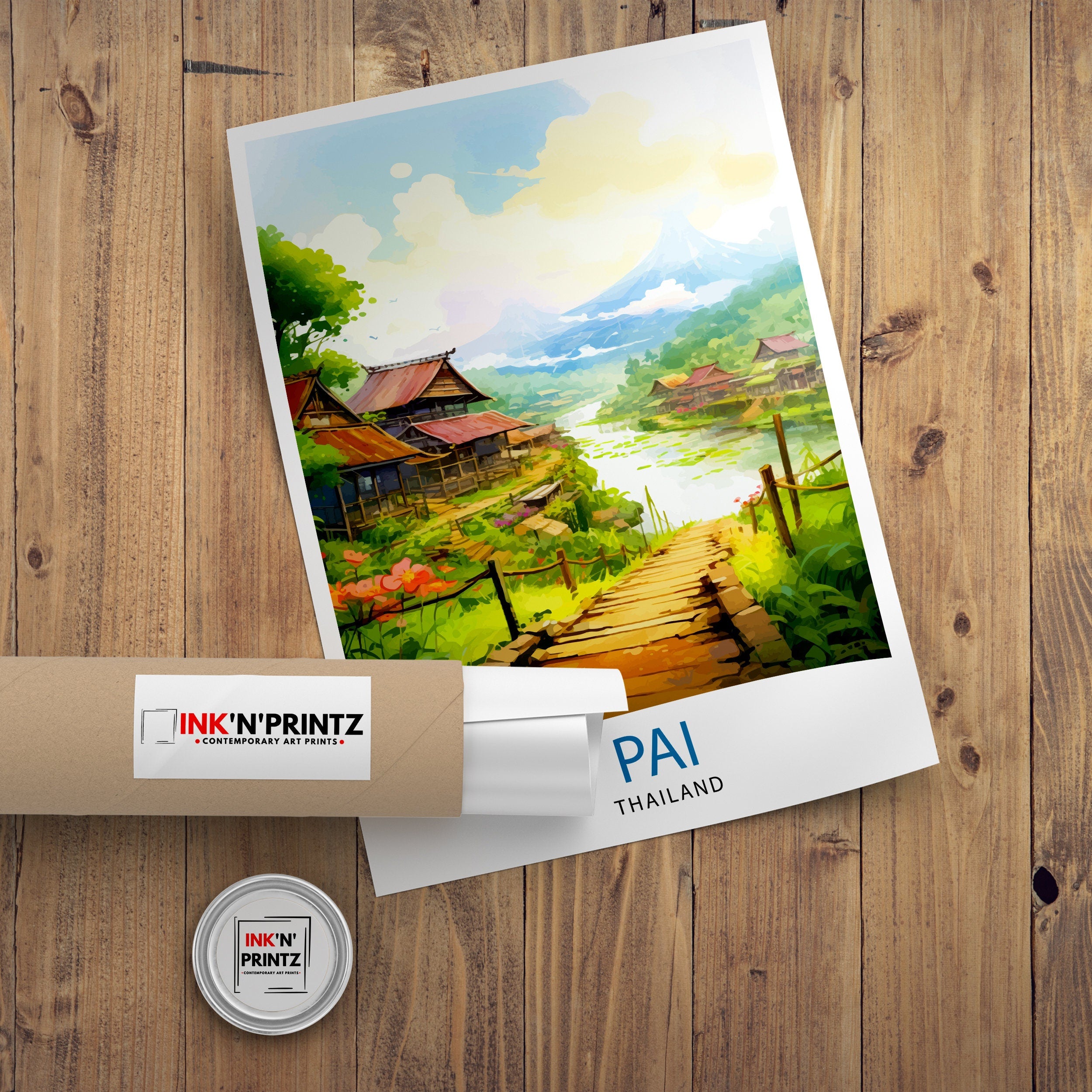 Pai Thailand Travel Print Pai Wall Decor Pai Poster Thailand Travel Prints Pai Art Print Pai Illustration Pai Wall Art
