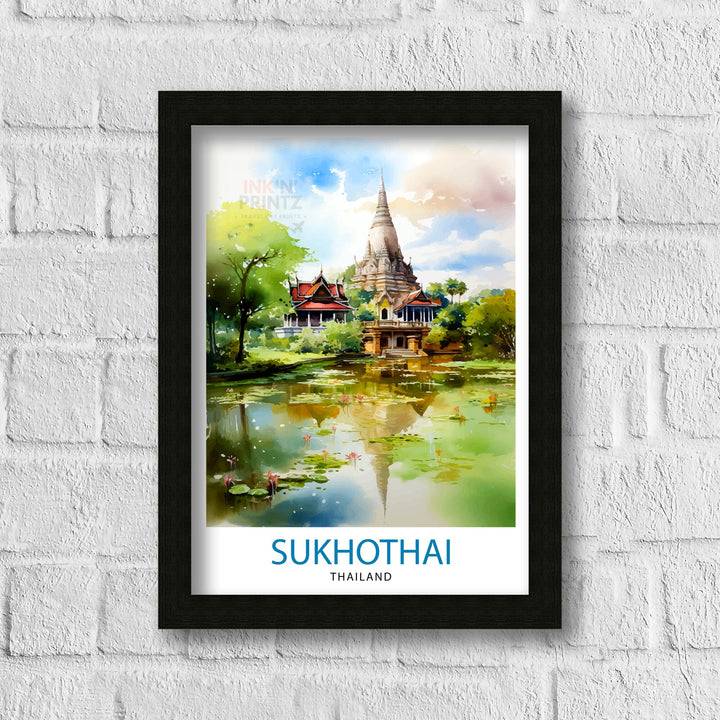 Sukhothai Thailand Travel Poster Sukhothai