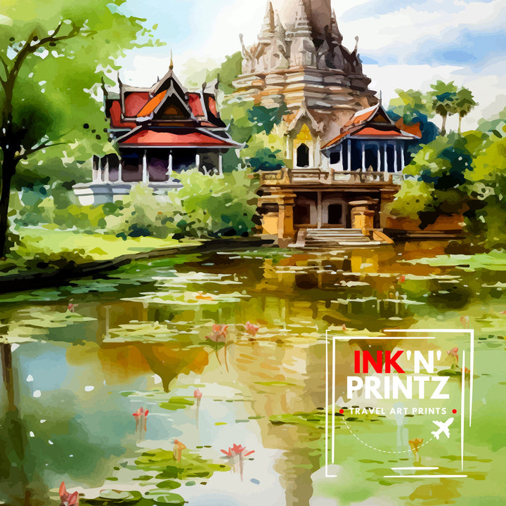 Sukhothai Thailand Travel Poster Sukhothai