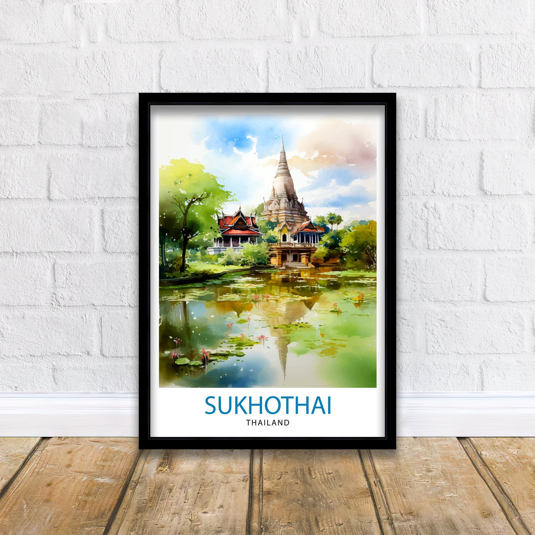 Sukhothai Thailand Travel Poster Sukhothai