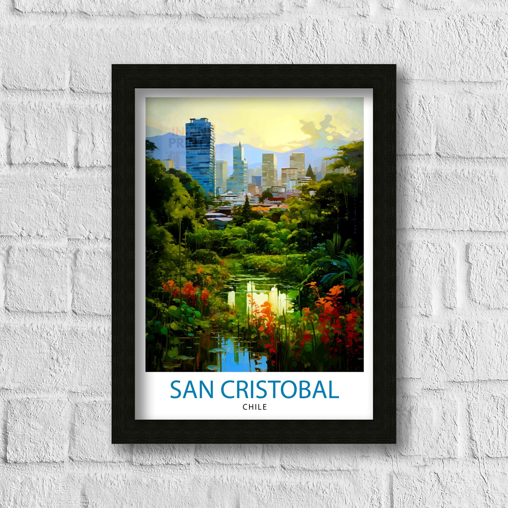 San Cristobal Chile Travel Print San Cristobal Wall Decor San Cristobal Poster Chile Travel Prints San Cristobal Art Print San Cristobal